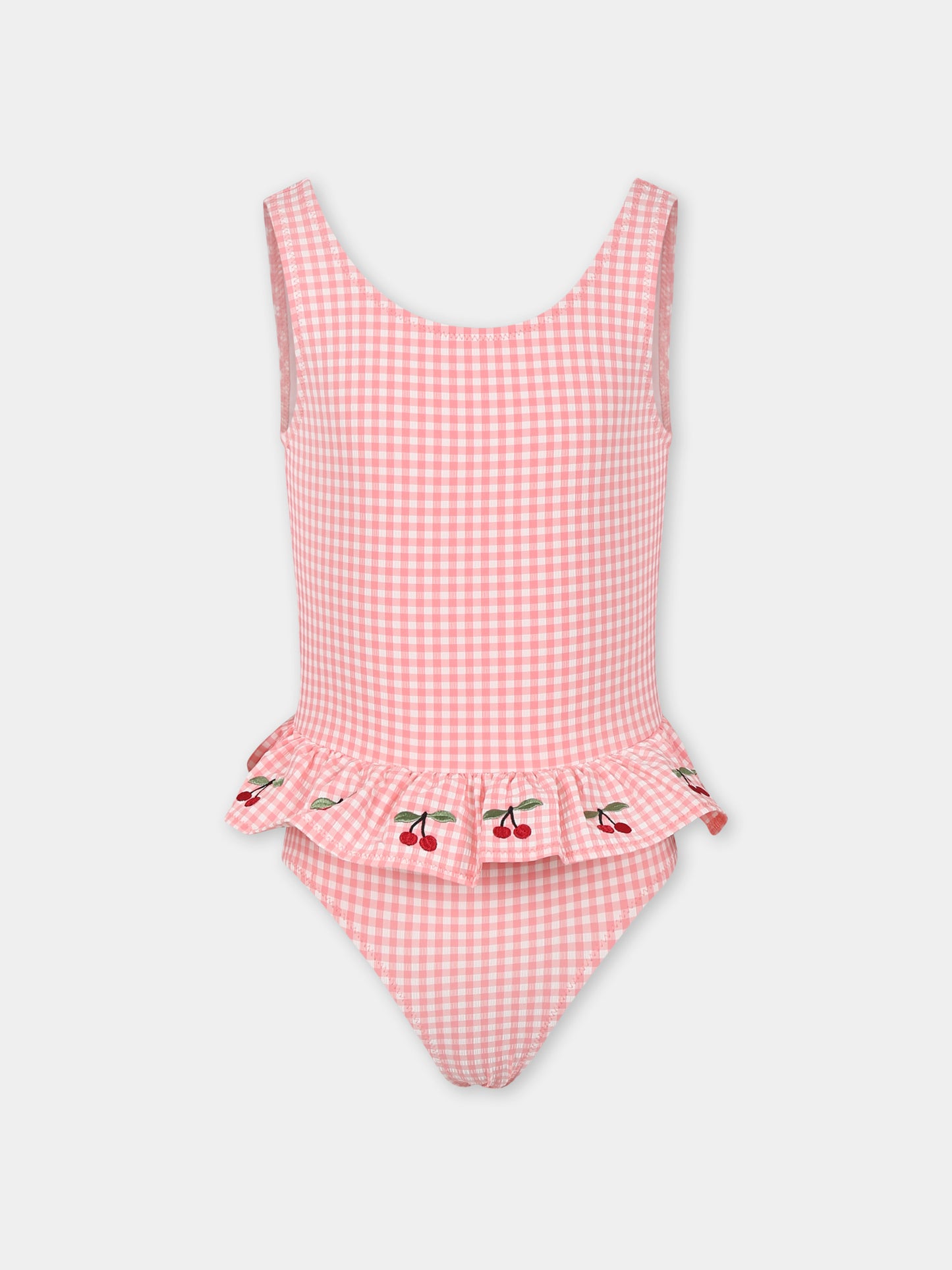 Maillot de bain rose pour fille avec cerises