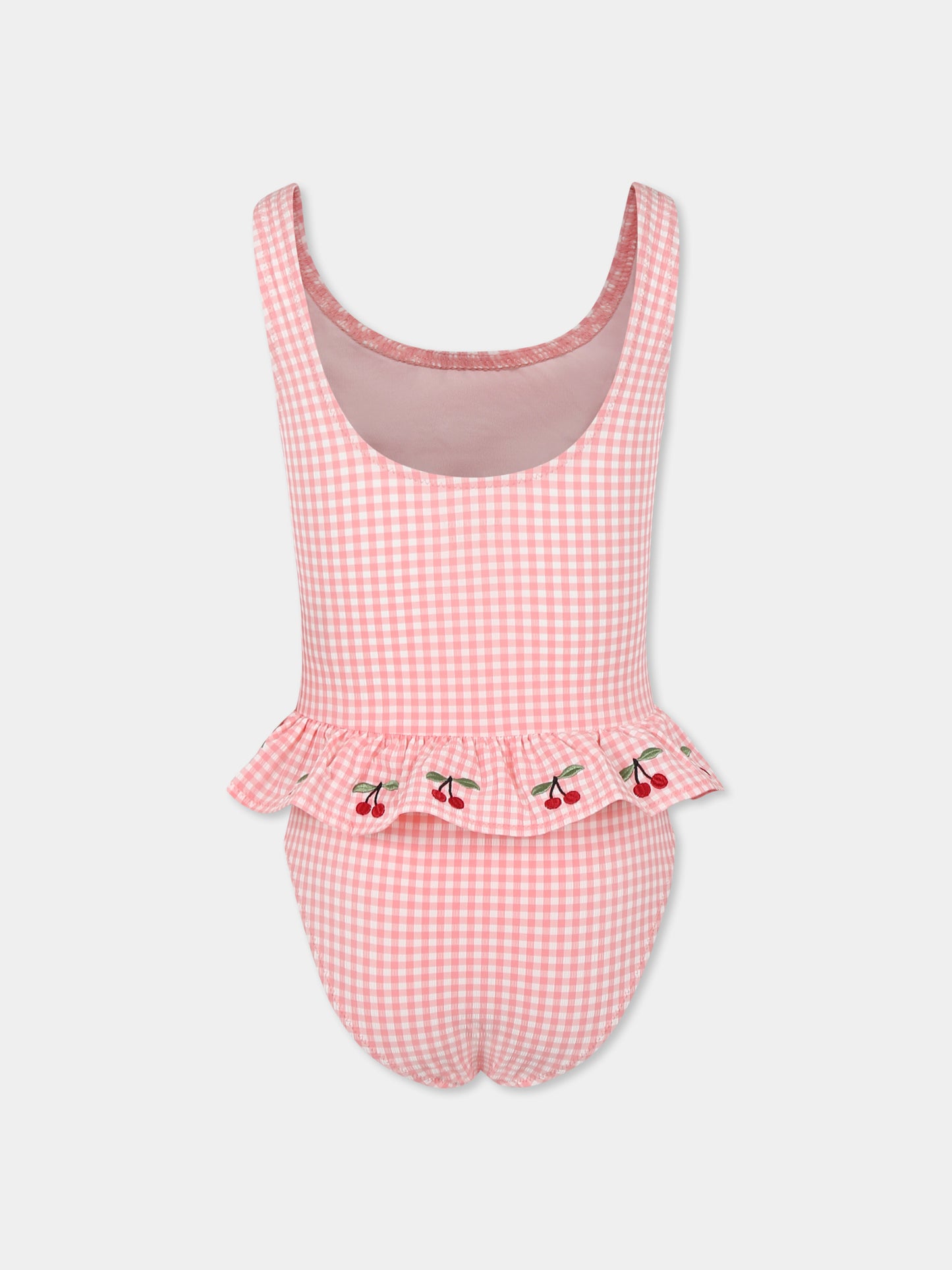 Maillot de bain rose pour fille avec cerises