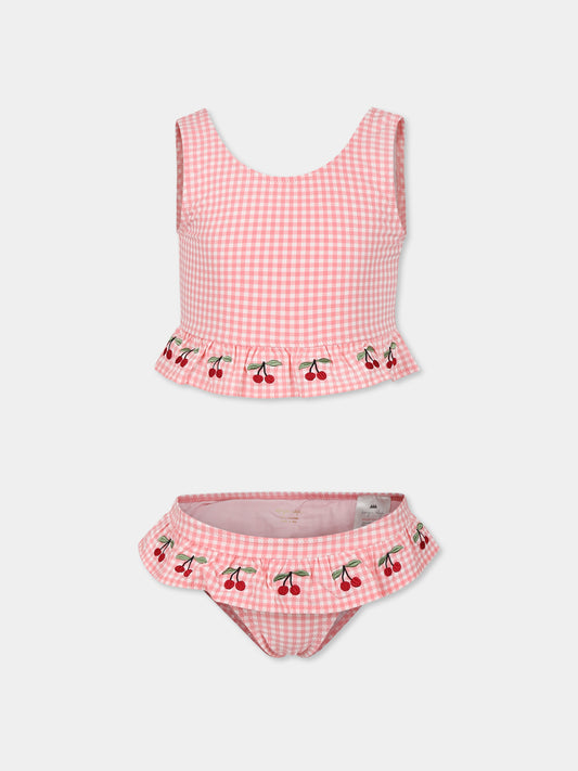 Bikini rose pour fille avec cerises