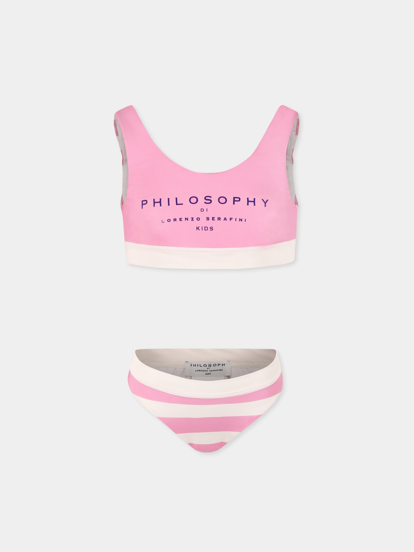Bikini rose pour fille avec logo