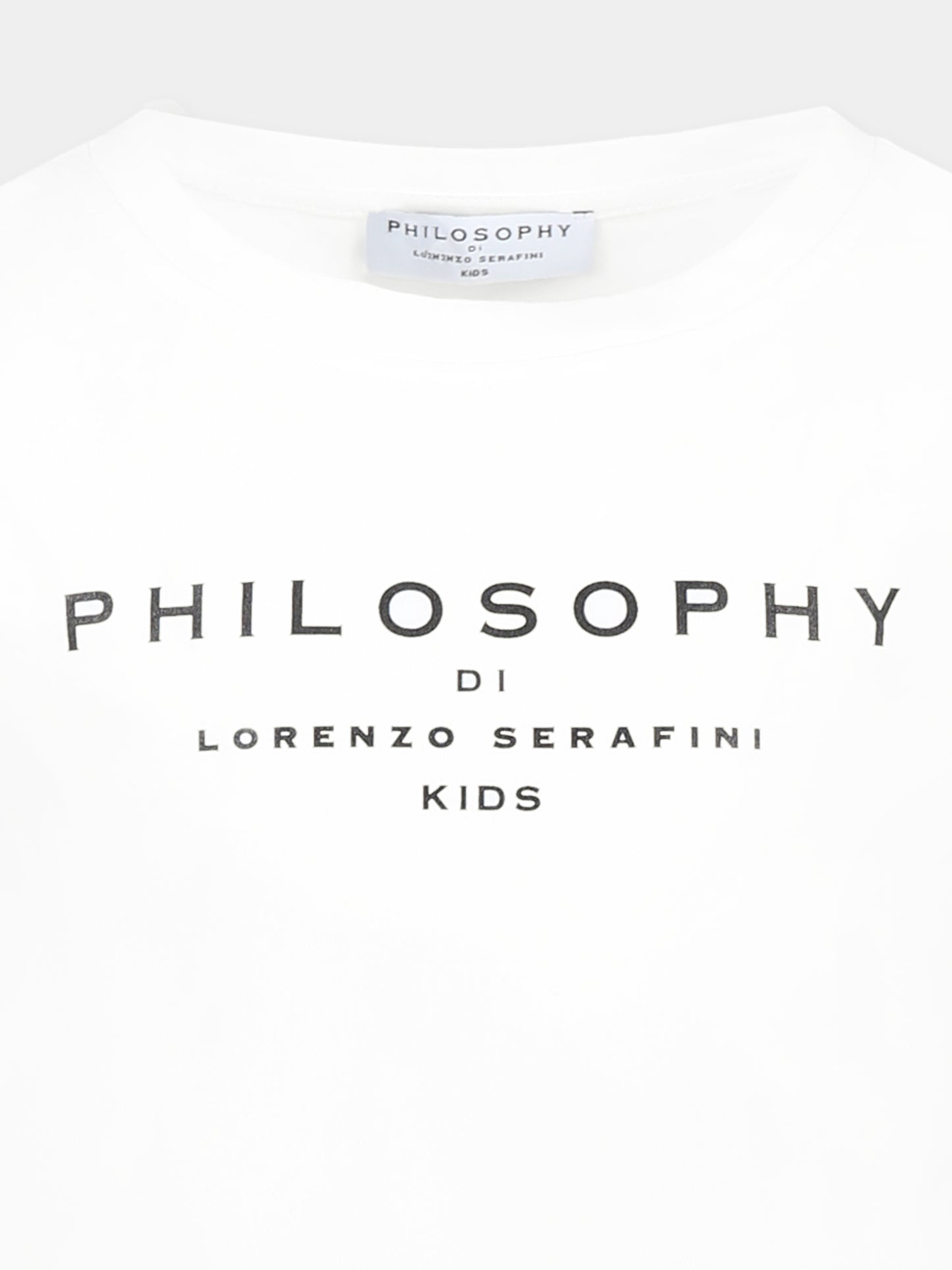 T-shirt crop bianca per bambina con logo,Philosophy,I1E603 5203 P001