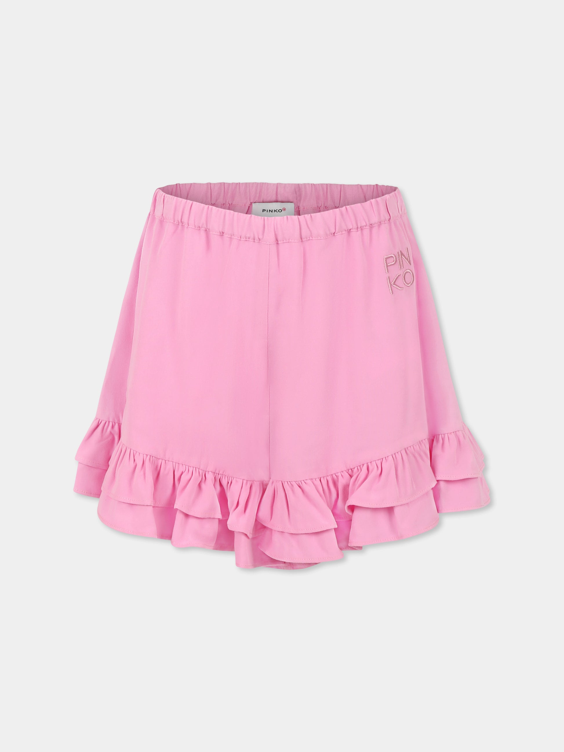 Shorts rosa per bambina con logo,Pinko,KFBE005 0 VI024 C038