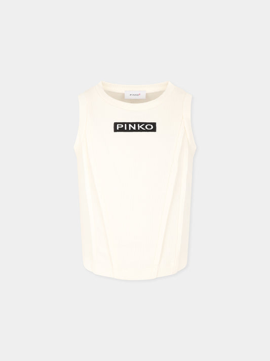 Débardeur blanc pour fille avec logo