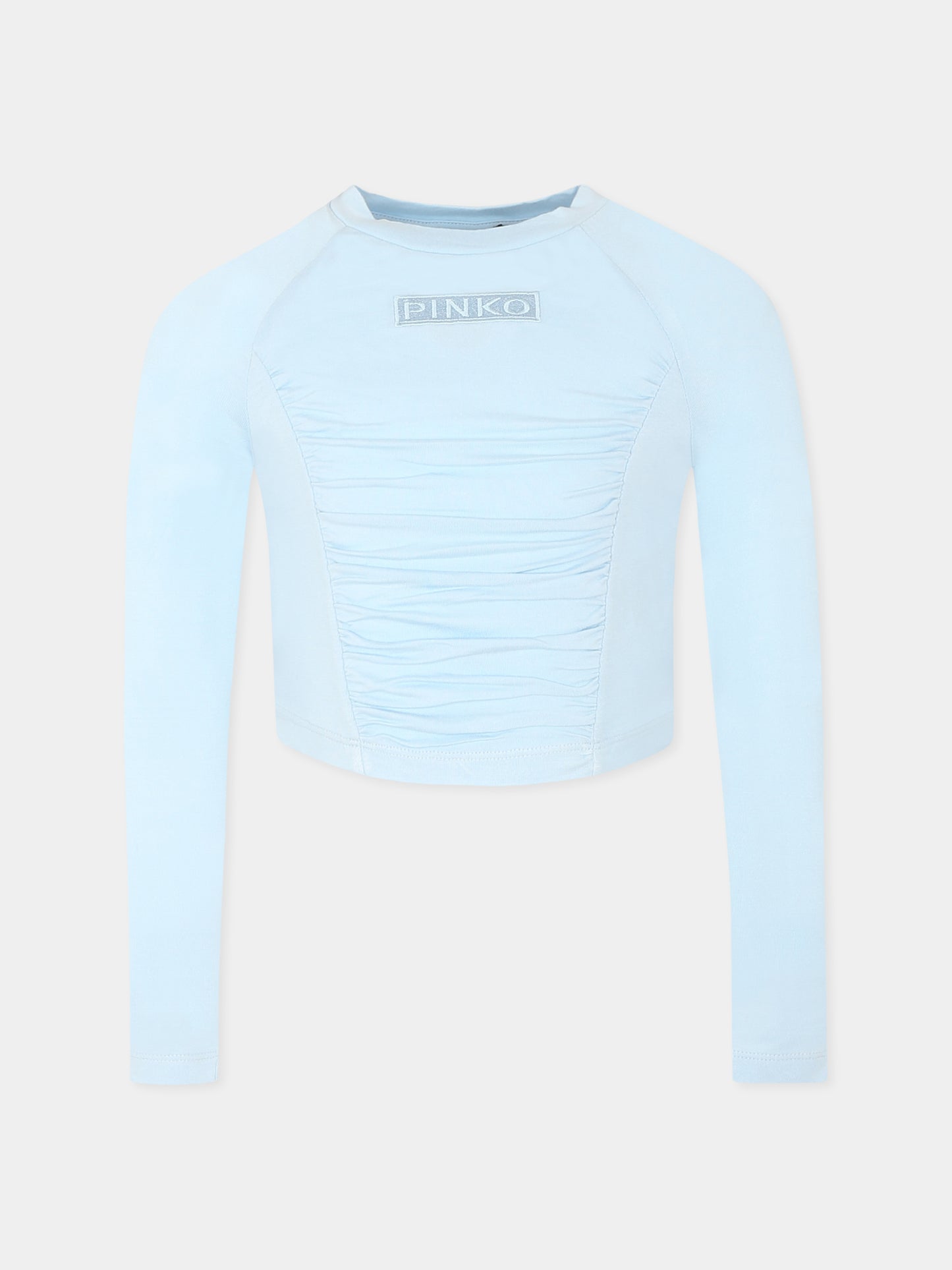 T-shirt court bleu clair pour fille avec logo