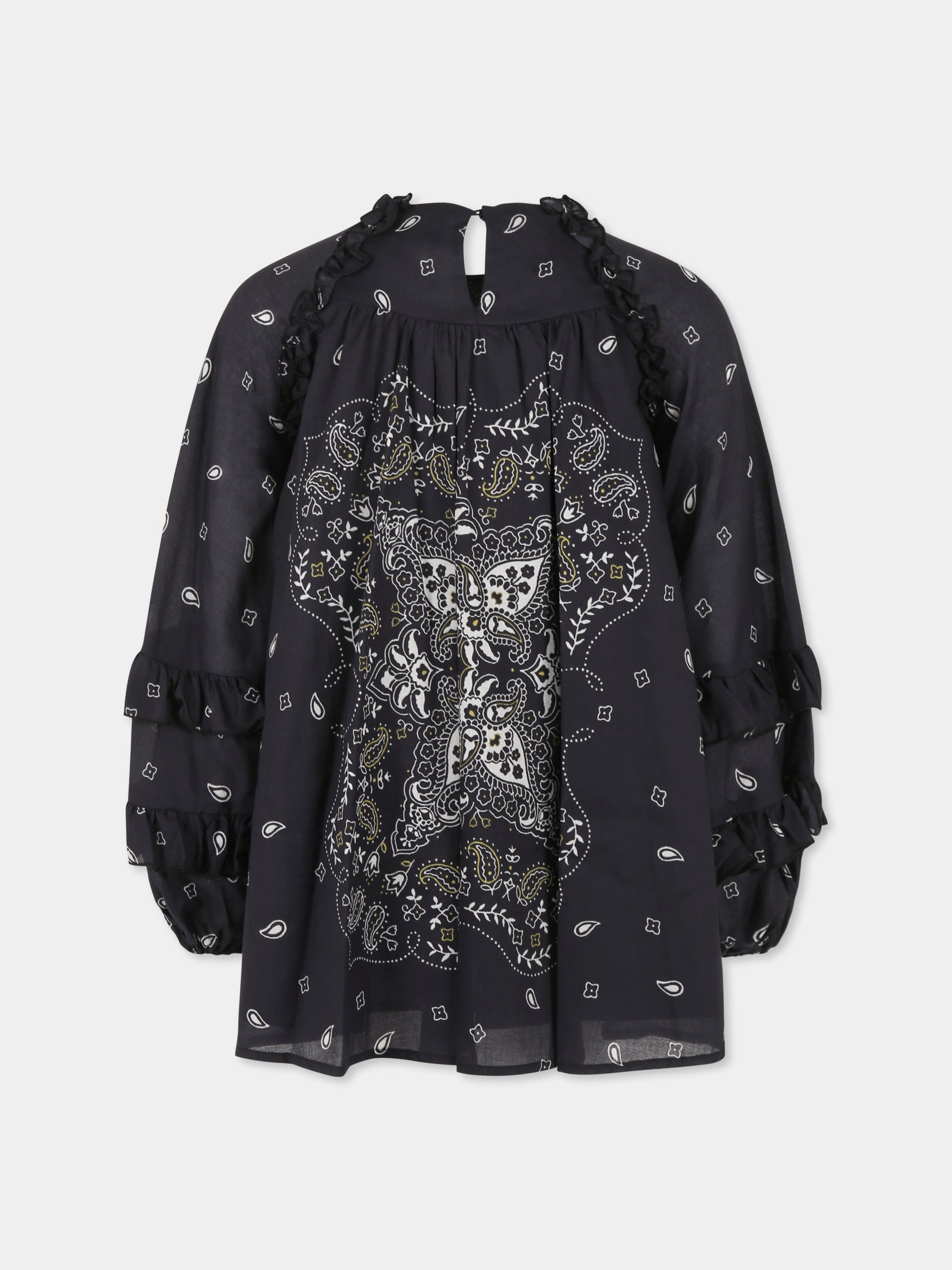 Vestito nero per bambina con stampa paisley,Pinko,KFAB001 0 CAK05 D704