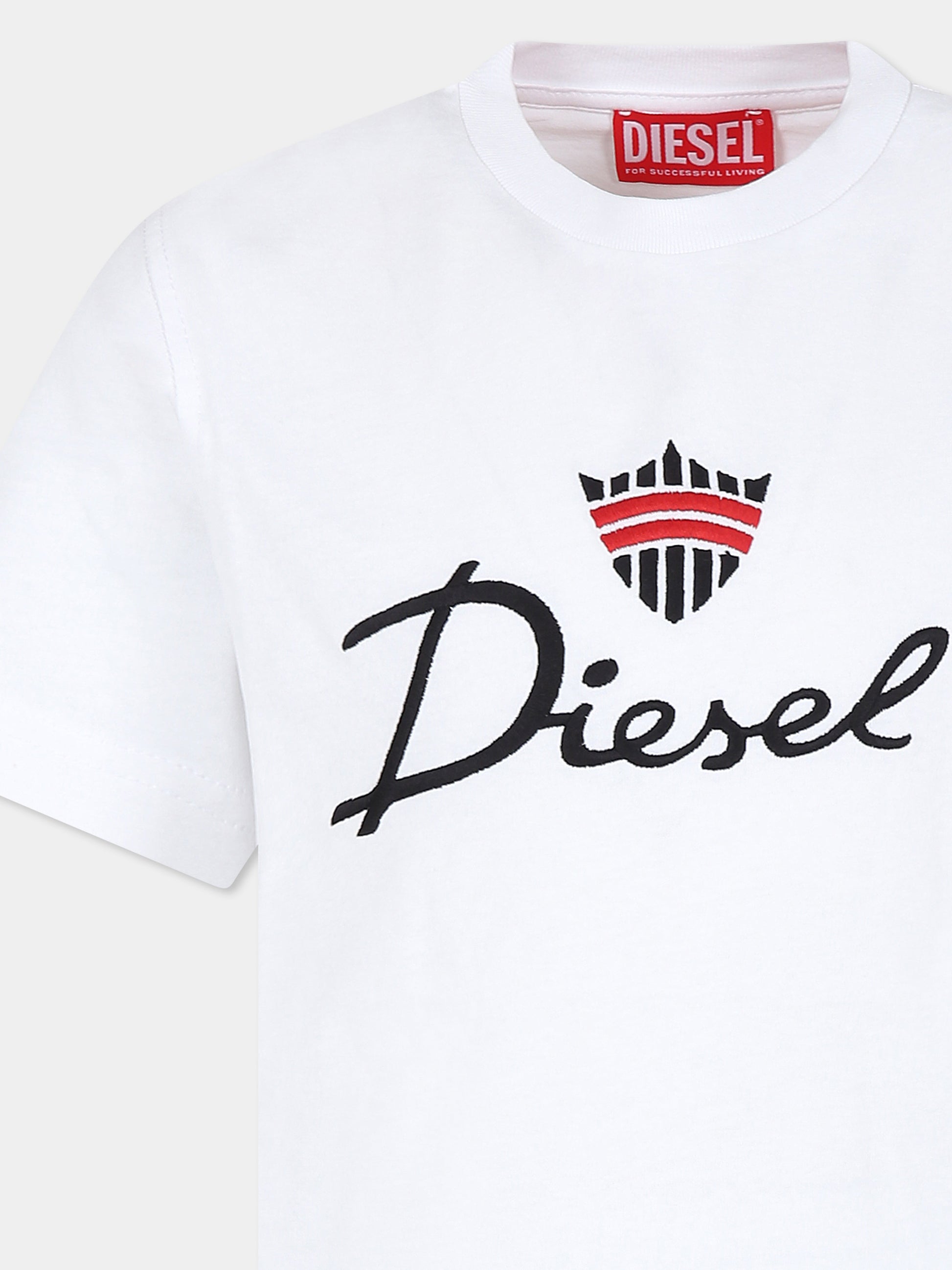 T-shirt bianca per bambino con logo,Diesel,J01752 0BJAN K100