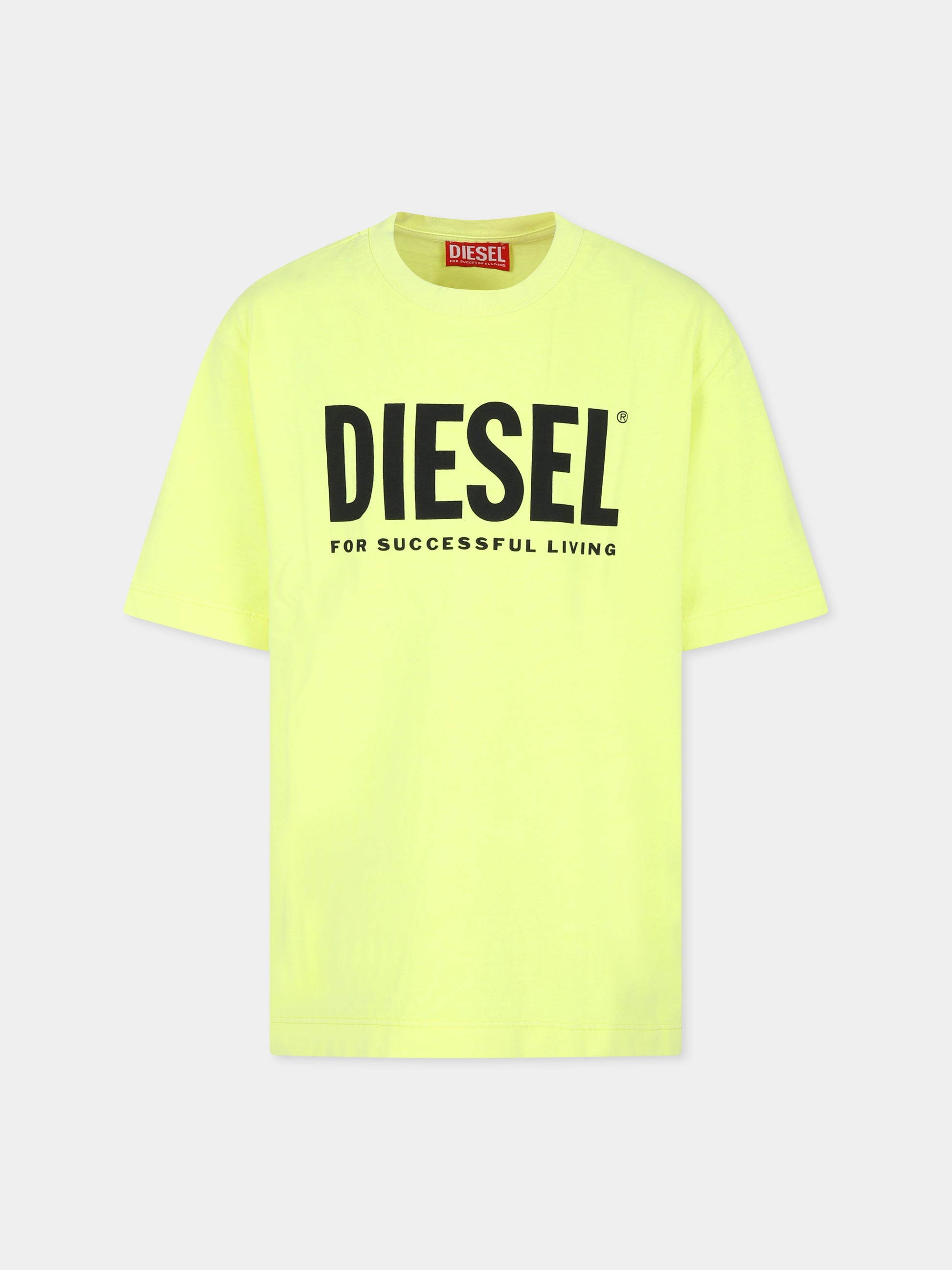 T-shirt gialla per bambino con logo,Diesel,J01902 KYAYB K259