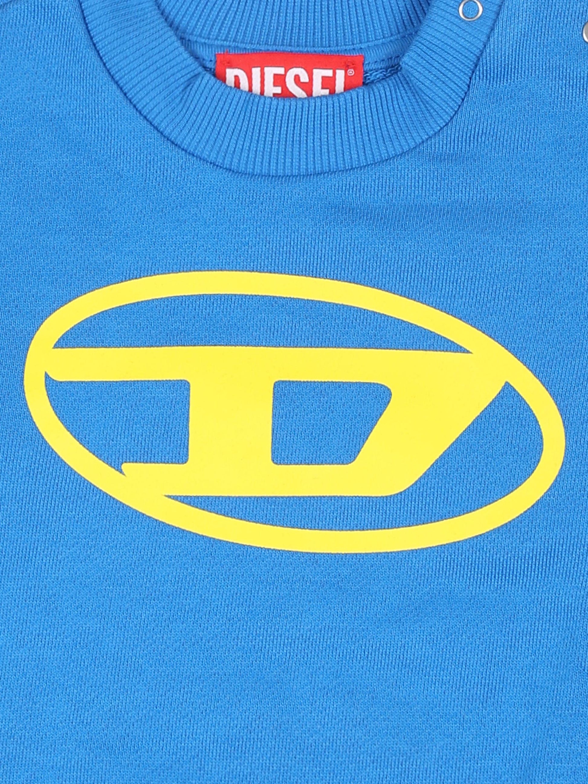 Felpa azzurra per neonato con logo,Diesel,K00513 KYAXZ K881