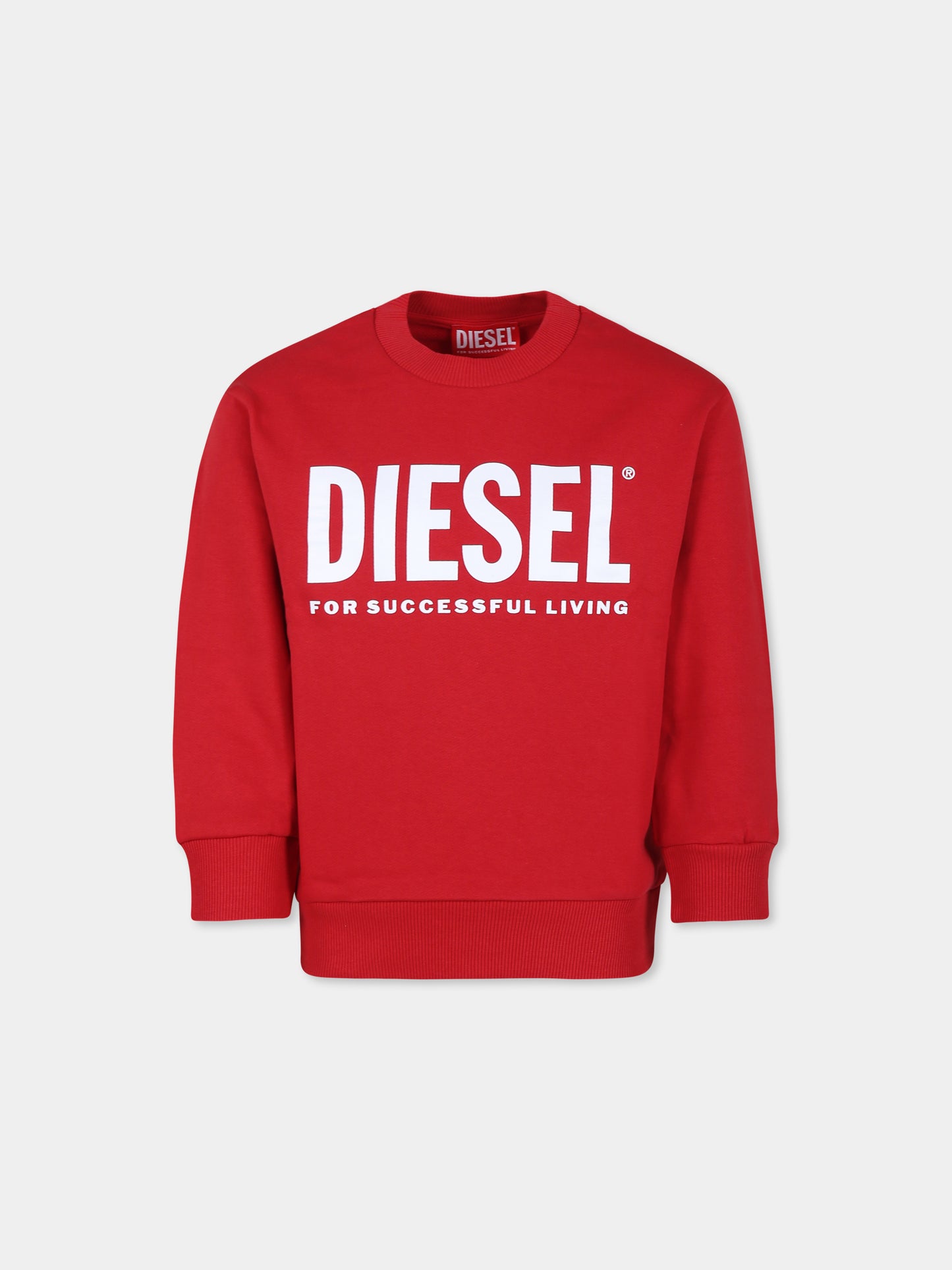 Felpa rossa per bambino con logo,Diesel,J01543 KYAVF K407