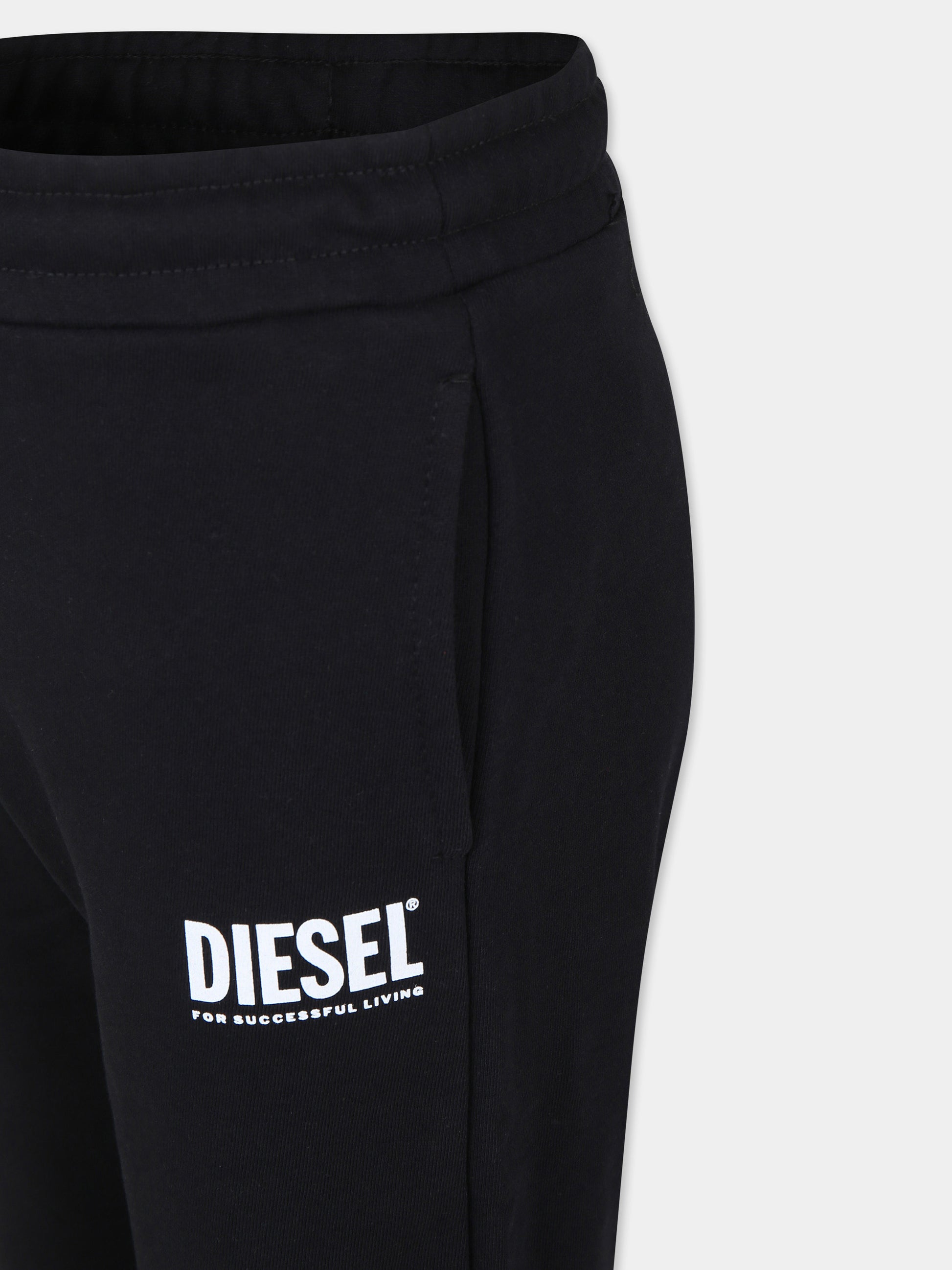 Pantaloni neri per bambino con logo,Diesel,J01544 KYAVF K900