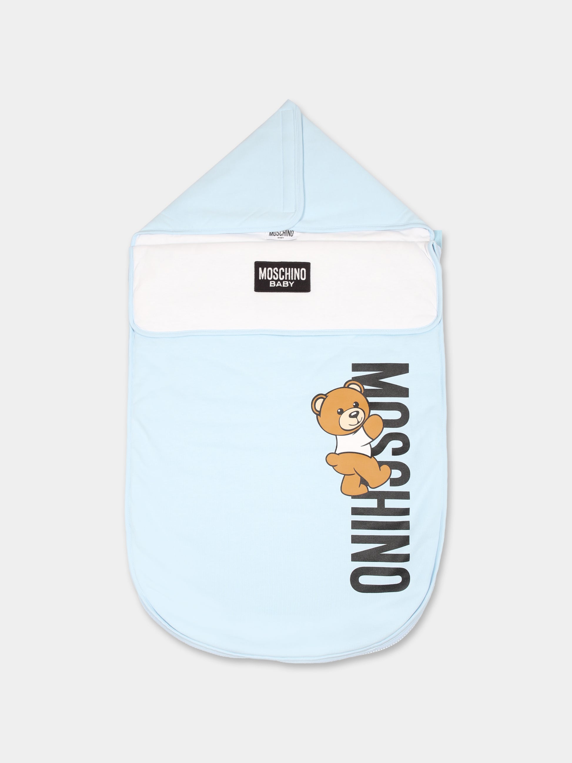 Sacco nanna celeste per neonato con Teddy Bear,Moschino Kids,MUE00P LCA30 40304