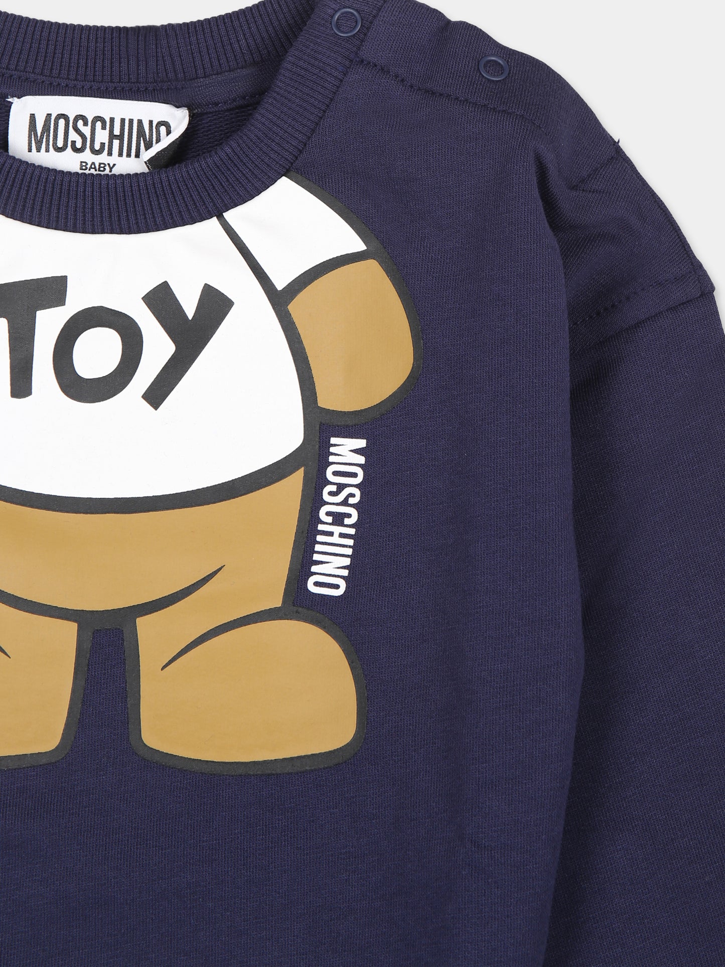 Felpa blu per neonato con Teddy Bear,Moschino Kids,MYF03Q LCA69 40016