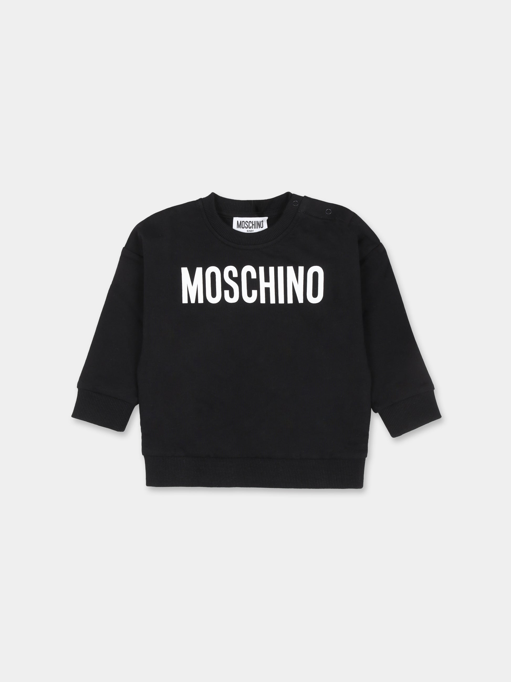 Felpa nera per neonati con Teddy Bear,Moschino Kids,MUF058 LCA72 60100