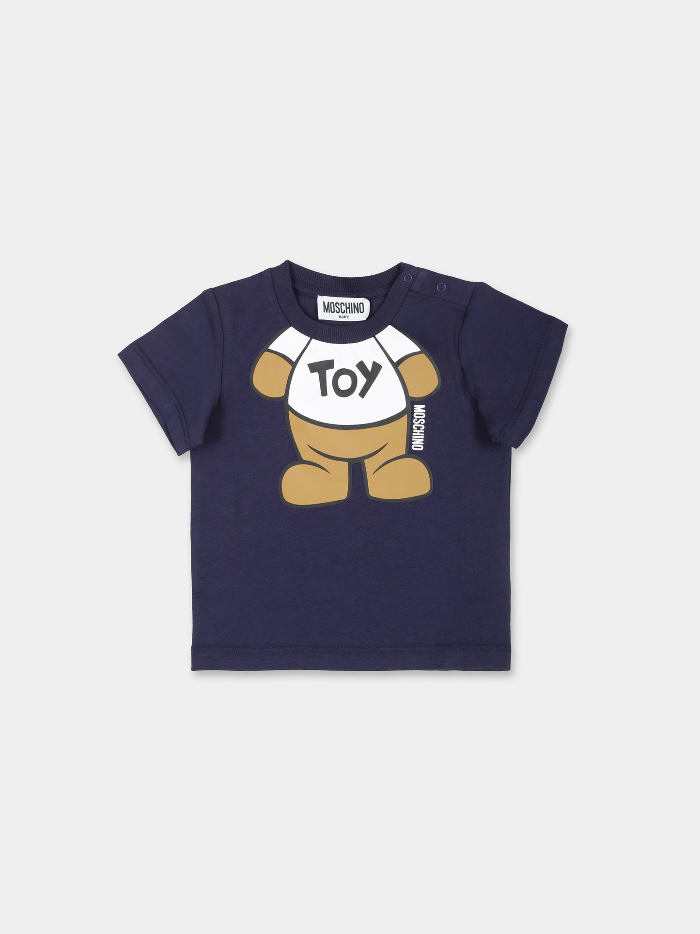 T-shirt blu per neonato con Teddy Bear,Moschino Kids,MYM032 LAA33 40016