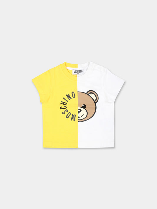 T-shirt gialla per neonato con Teddy Bear,Moschino Kids,MUM03R LAA02 50162