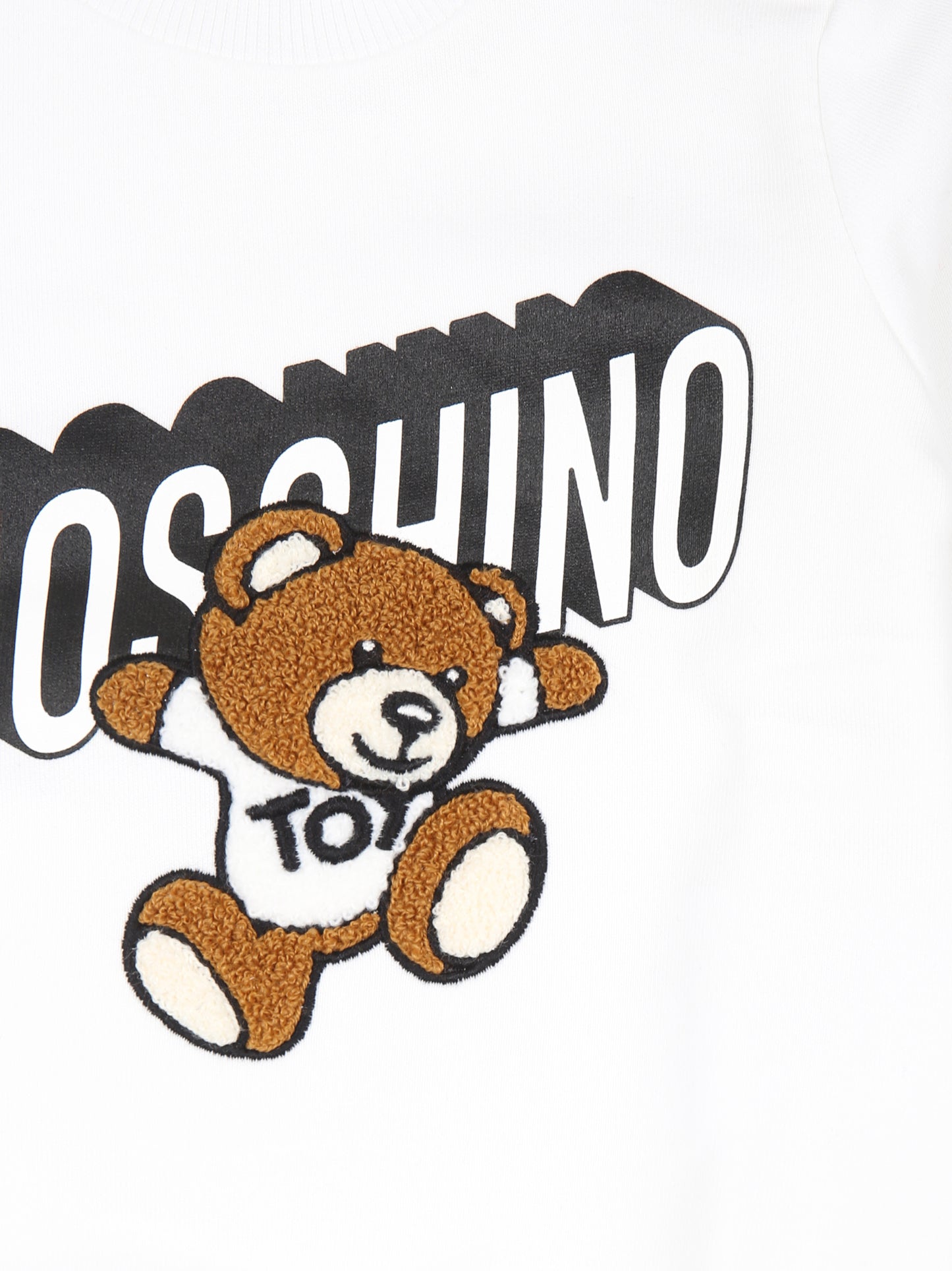 Felpa bianca per neonati con Teddy Bear,Moschino Kids,MVF04Q LCA32 10101