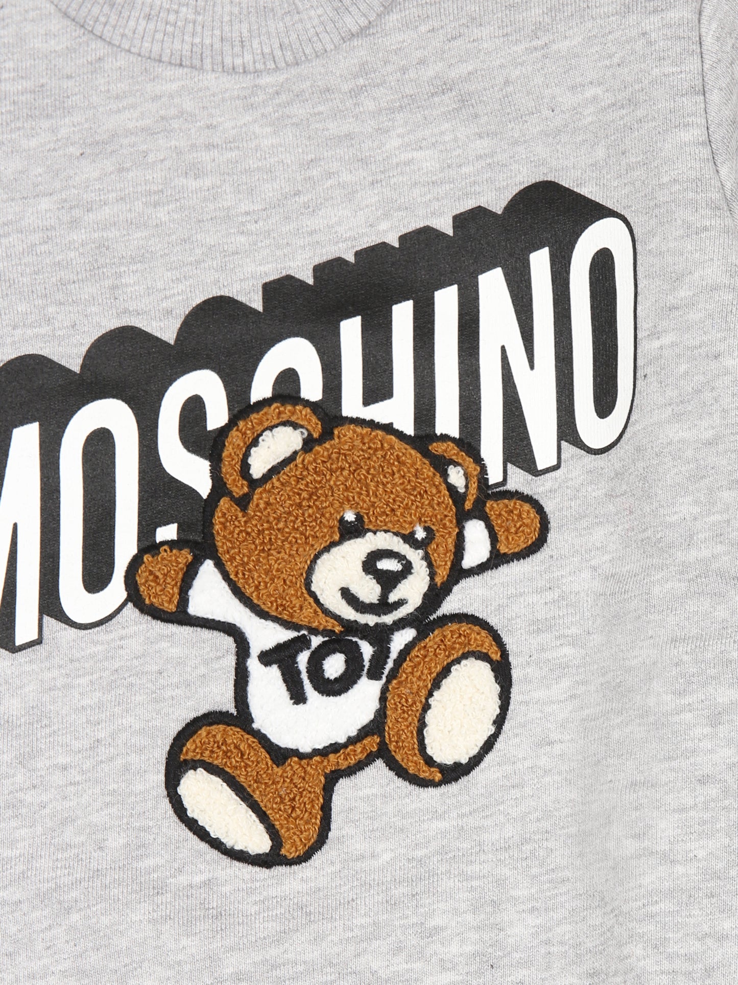 Felpa grigia per neonati con Teddy Bear,Moschino Kids,MVF04Q LCA32 60926