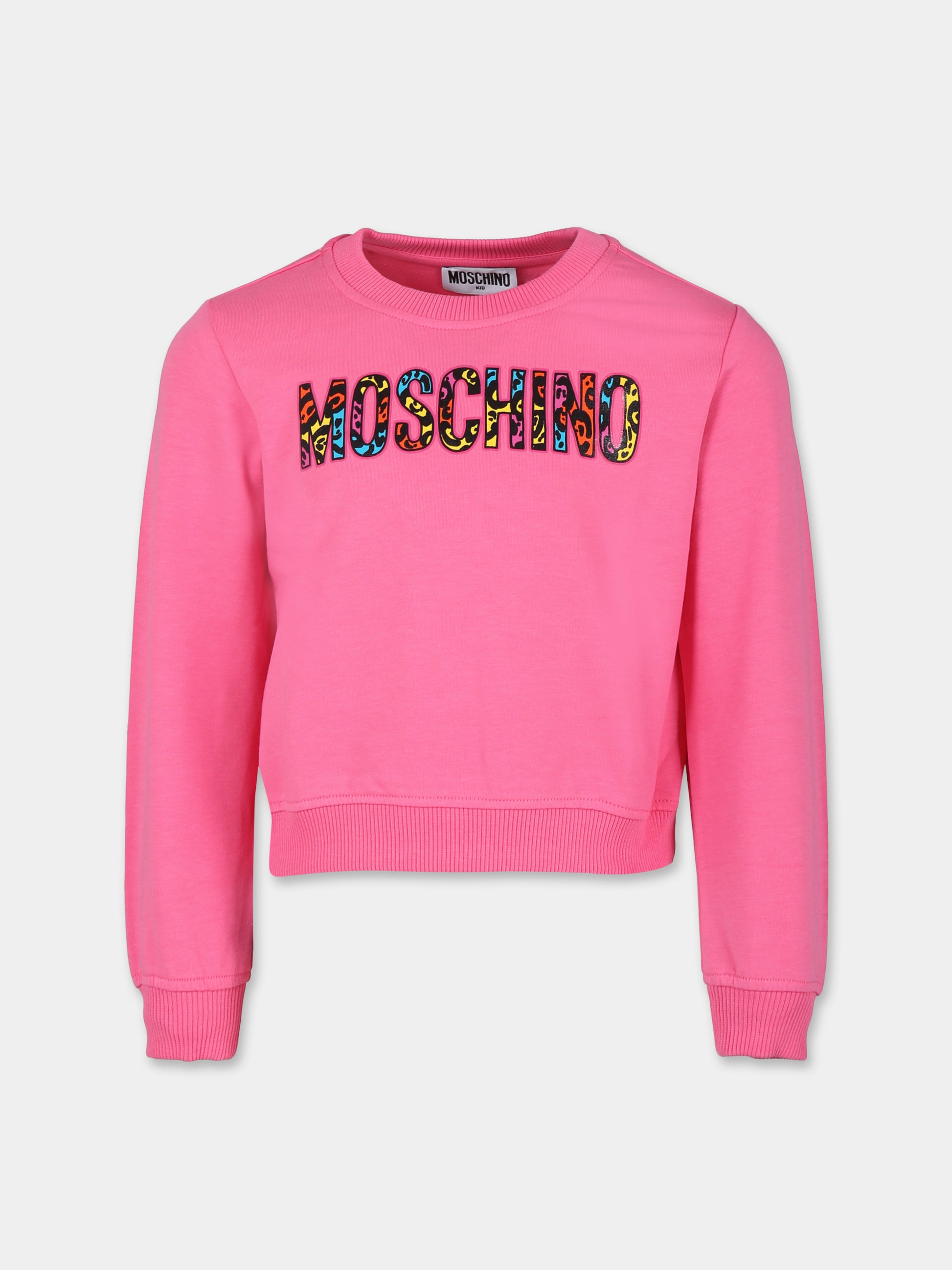 Felpa fucsia per bambina con logo,Moschino Kids,HEF02M LDA13 50580