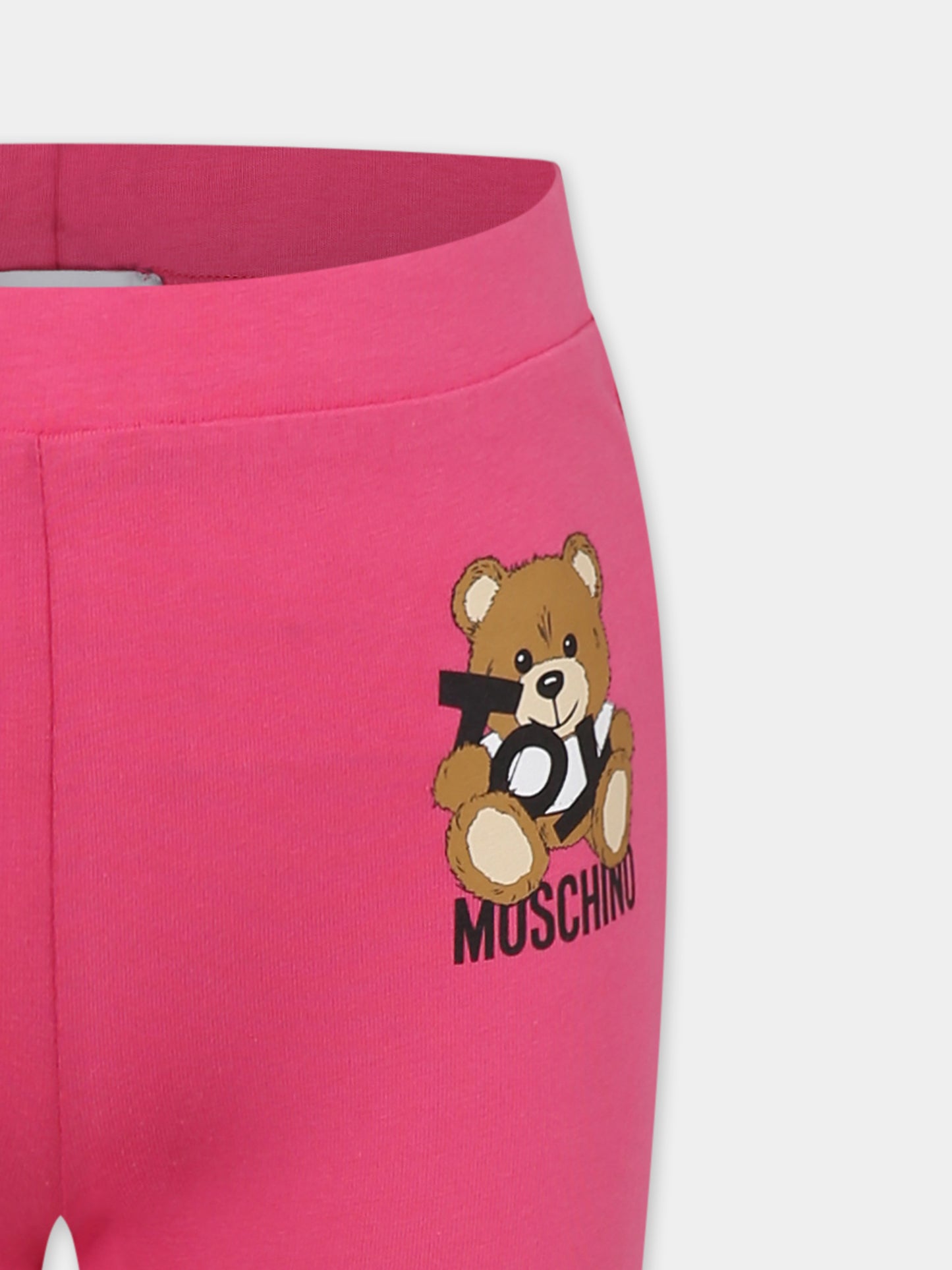 Leggings fucsia per bambina con Teddy Bear,Moschino Kids,HBP051 LBA00 50533