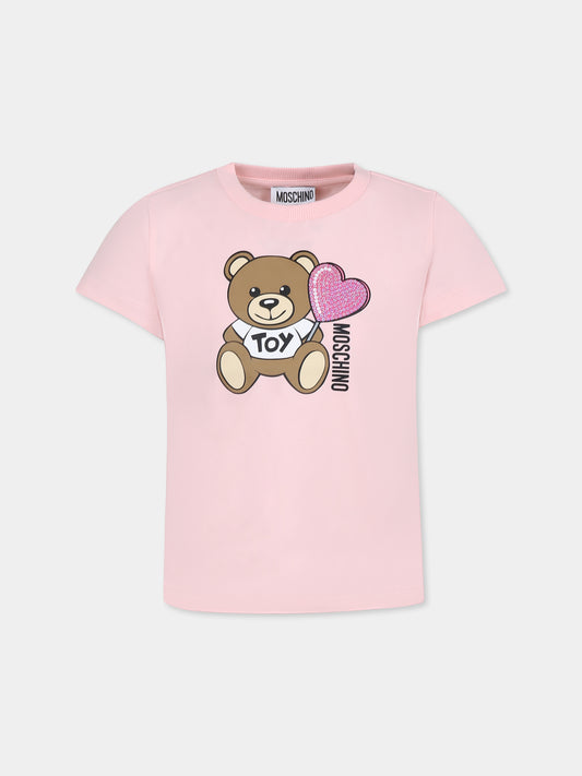 Sweat rose pour fille avec Teddy Bear