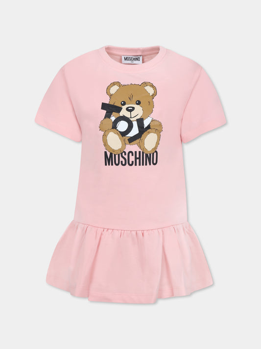 Robe rose pour fille avec Teddy Bear