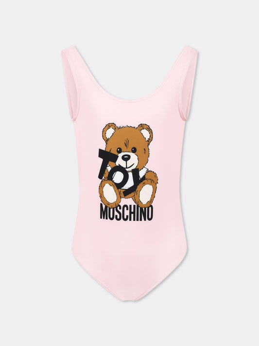 Maillot de bain rose pour fille avec Teddy Bear