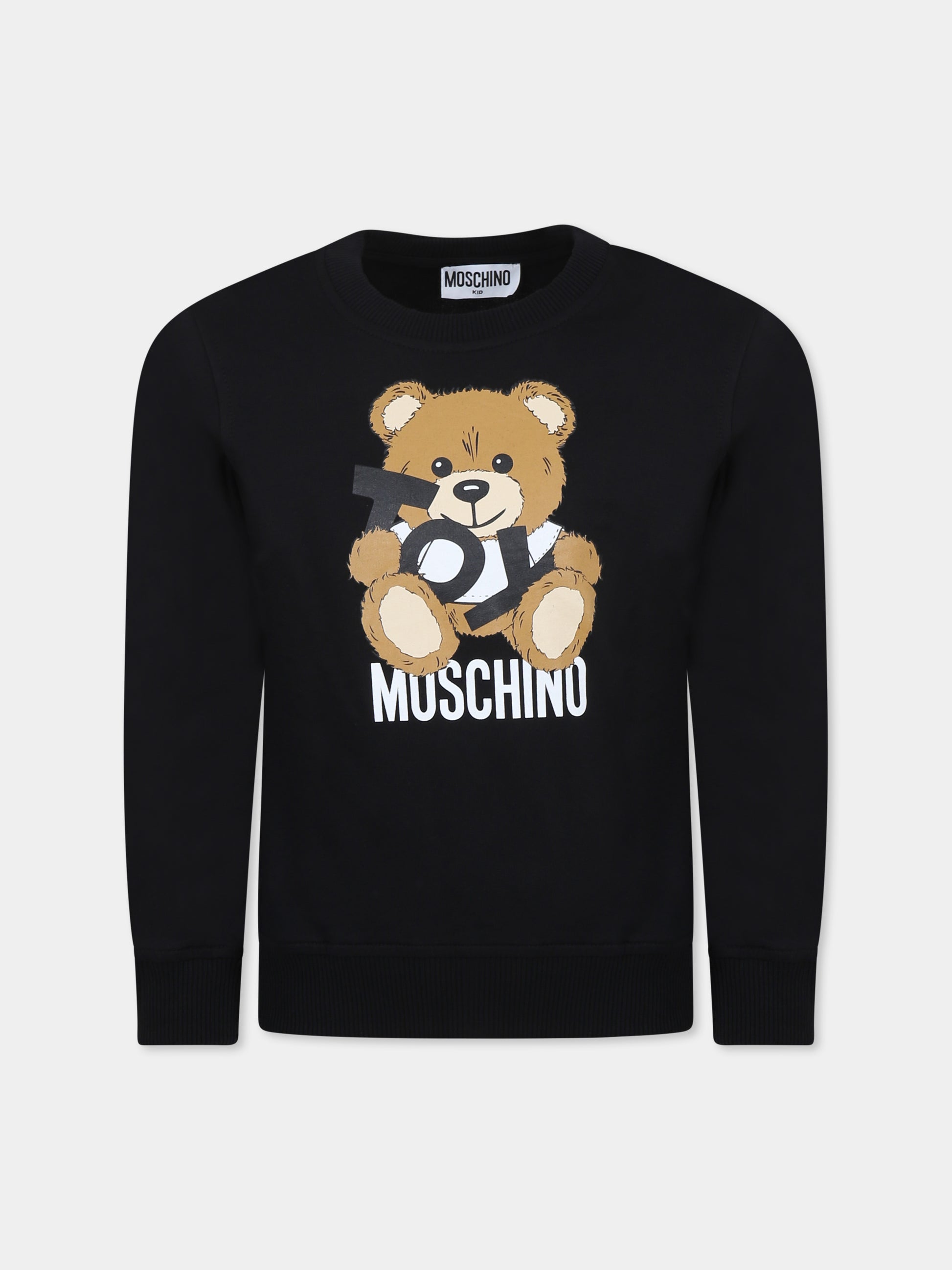 Felpa nera per bambini con Teddy Bear,Moschino Kids,HUF08V LCA19 60100