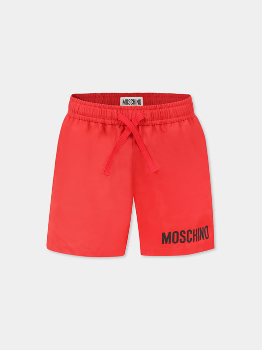 Short de bain rouge pour garçon avec logo