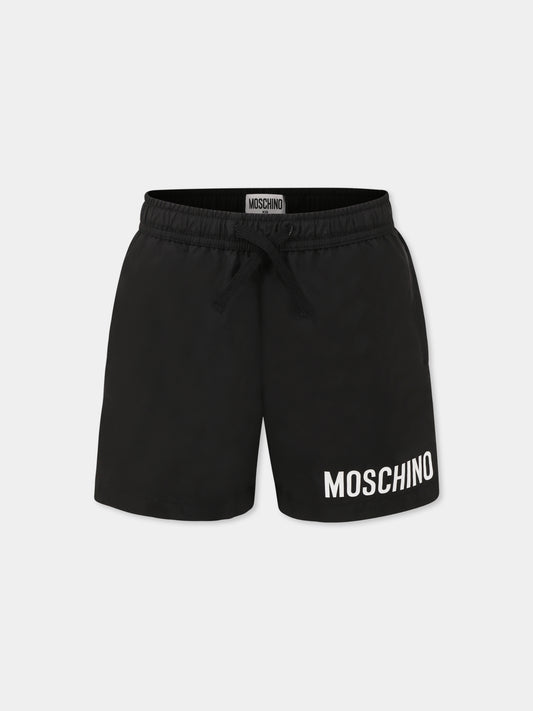 Short de bain noir pour garçon avec logo