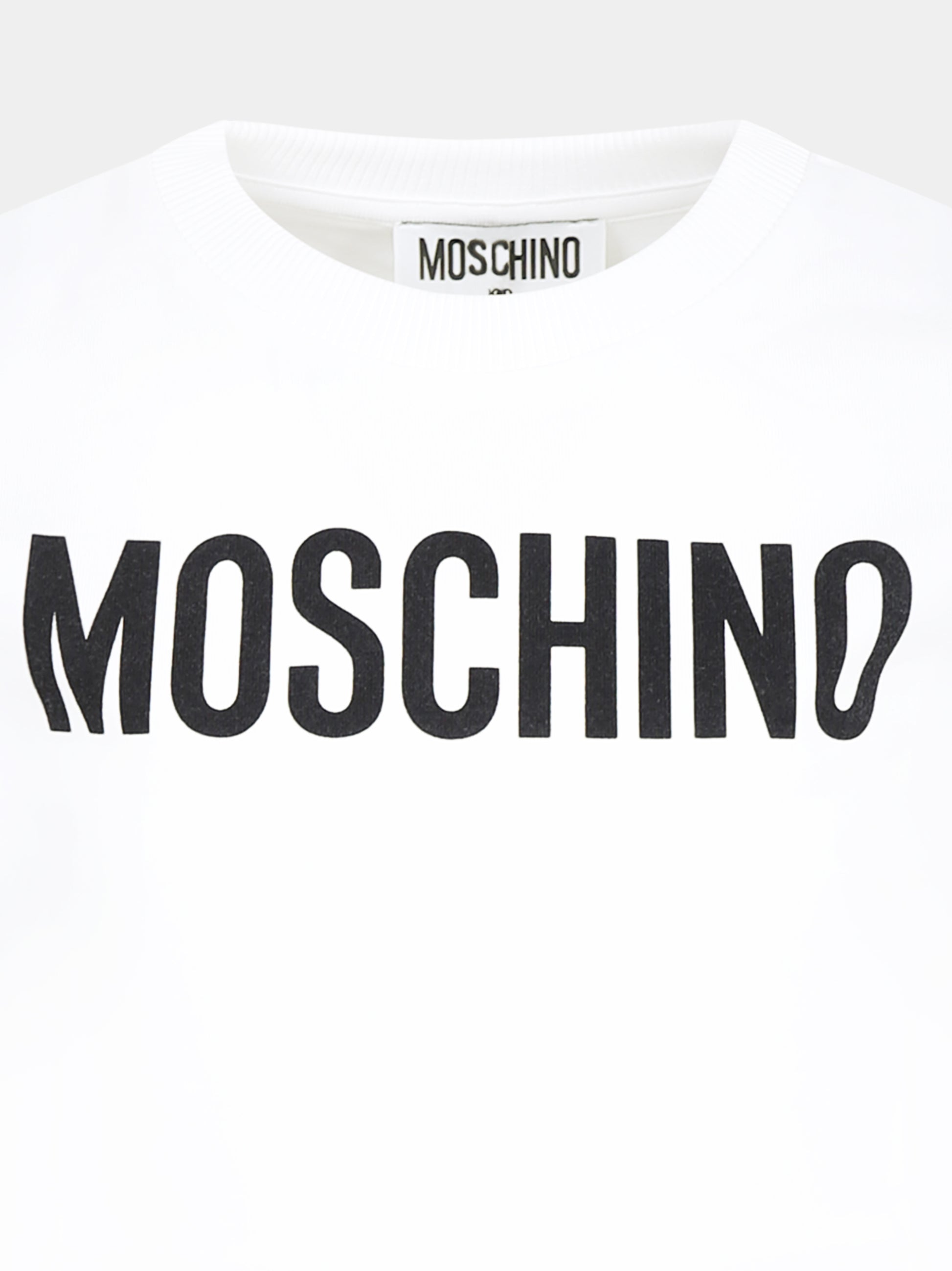 T-shirt bianca per bambini con logo,Moschino Kids,HUM05C LBA10 10101