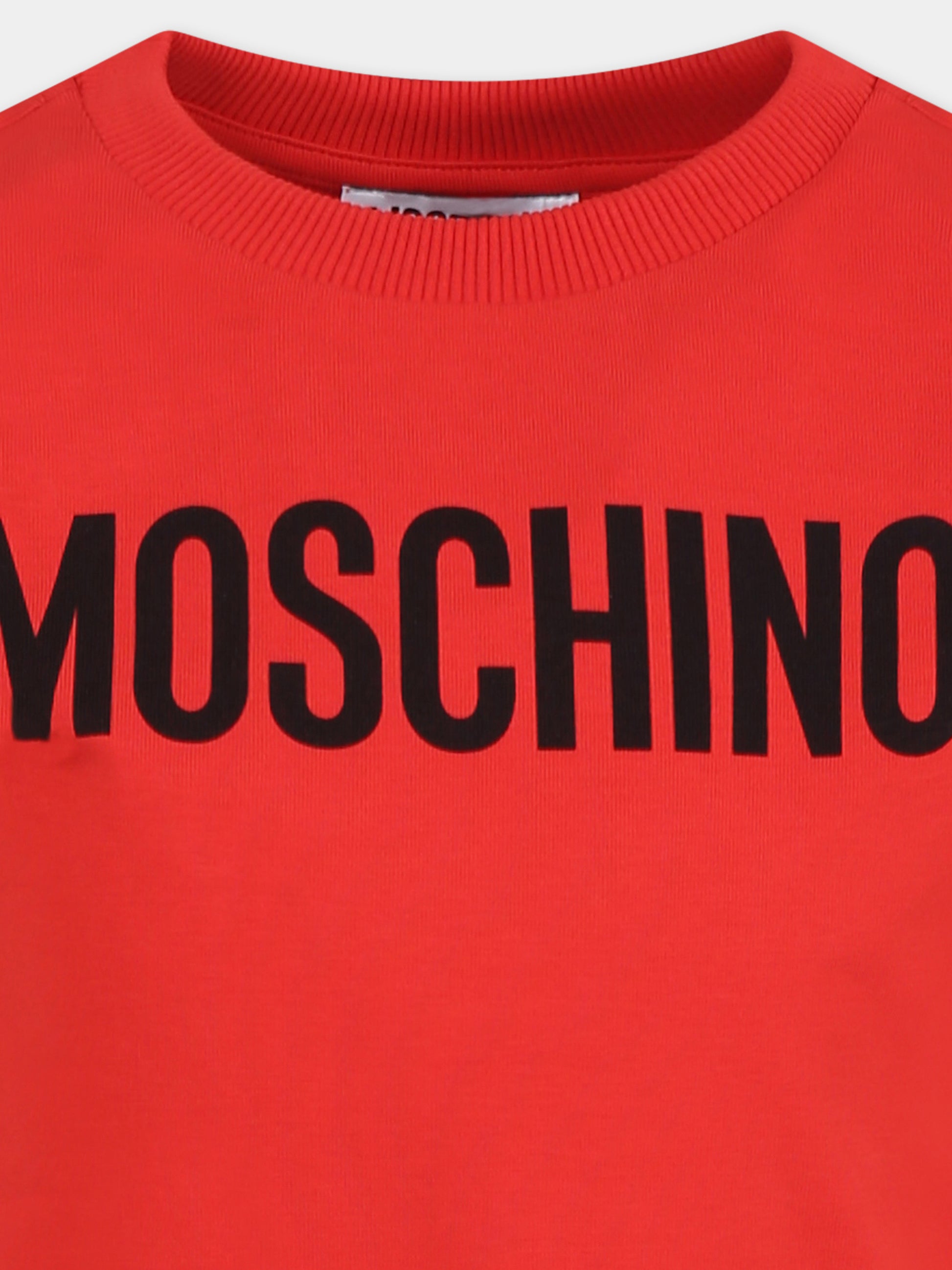 T-shirt rossa per bambini con logo,Moschino Kids,HUM05C LBA10 50109