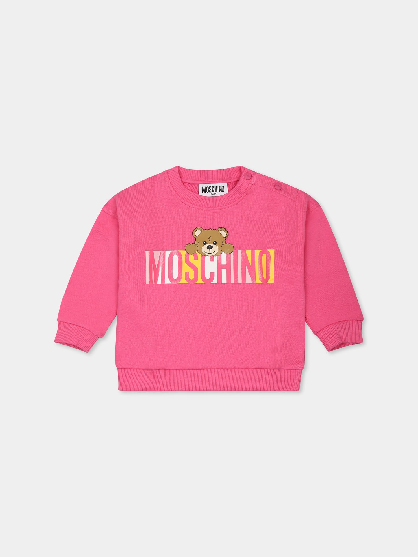 Felpa fucsia per neonata con Teddy Bear,Moschino Kids,M5F03Q LCA52 50533