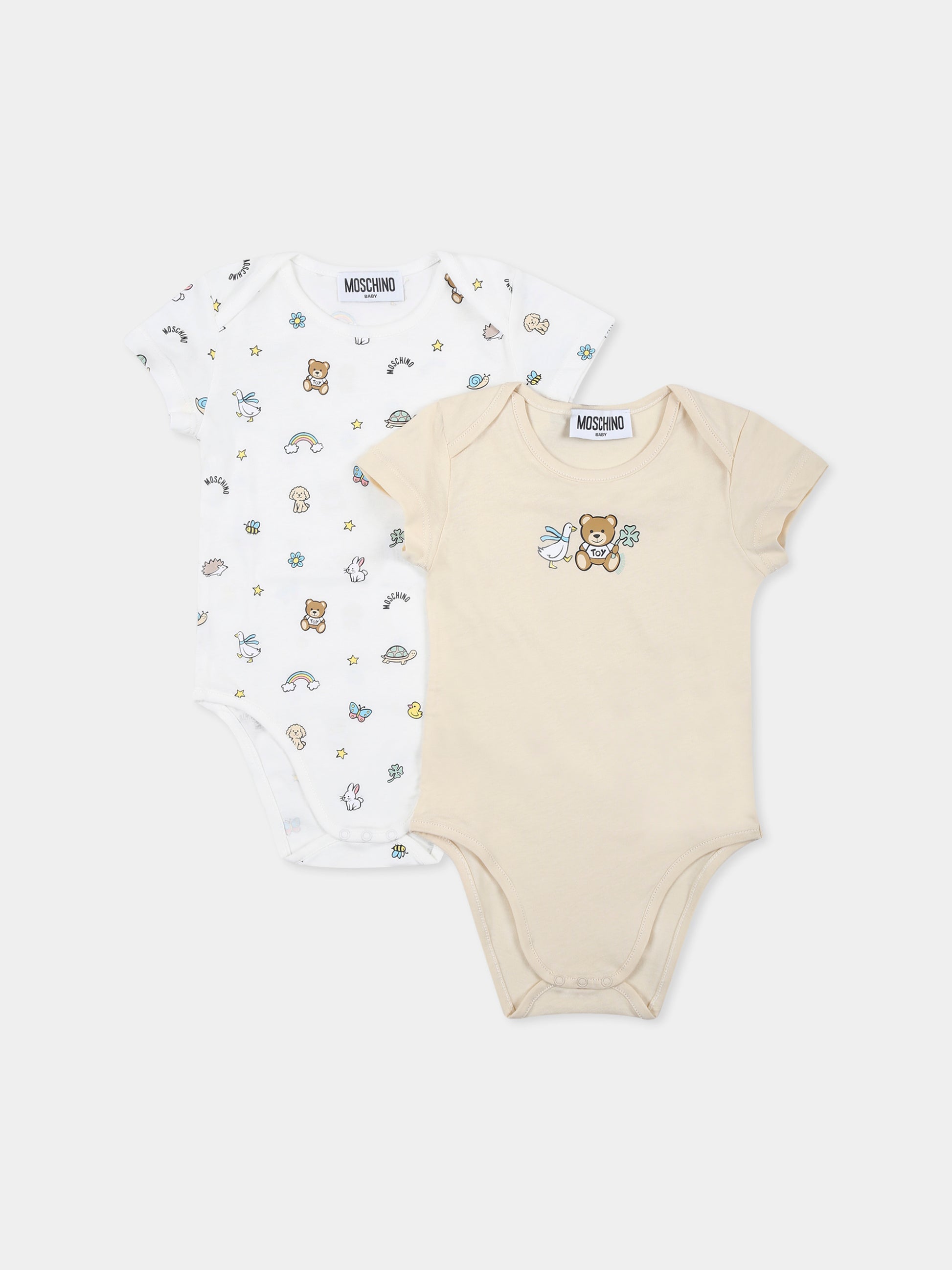 Set body beige per neonati con Teddy Bear e stampa,Moschino Kids,M9Y017 LABA6 20404