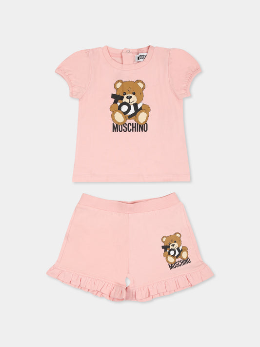 Ensemble rose pour bébé fille avec Teddy Bear