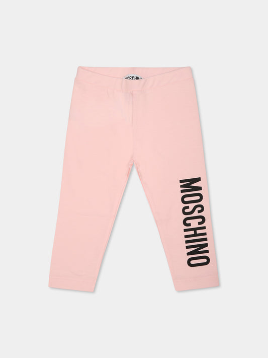 Legging rose pour bébé fille avec logo