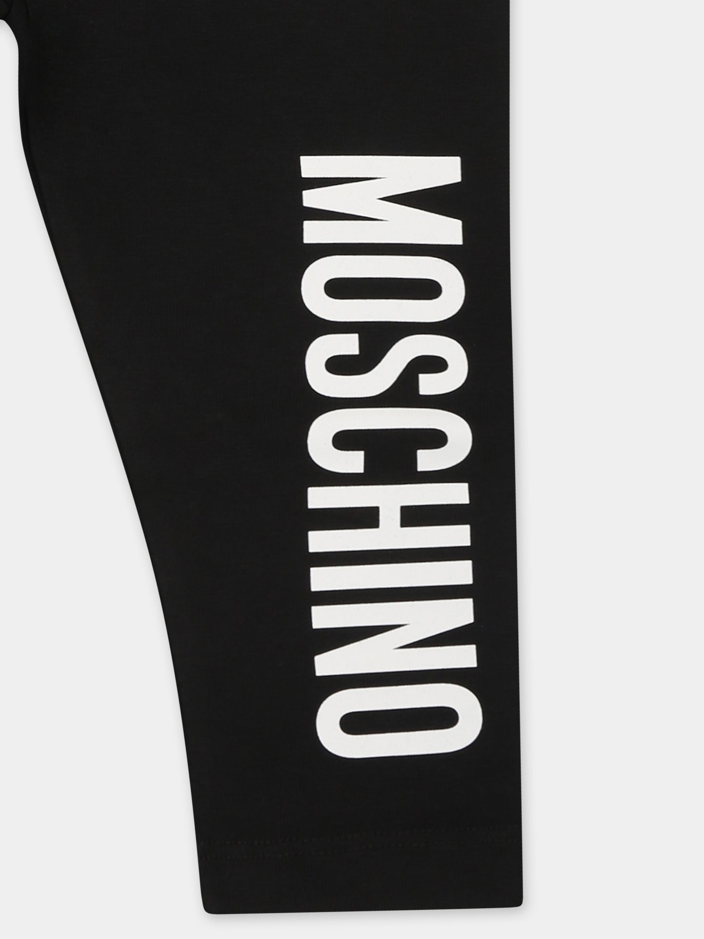 Leggings neri per neonata con logo,Moschino Kids,MDP03D LBA00 60100