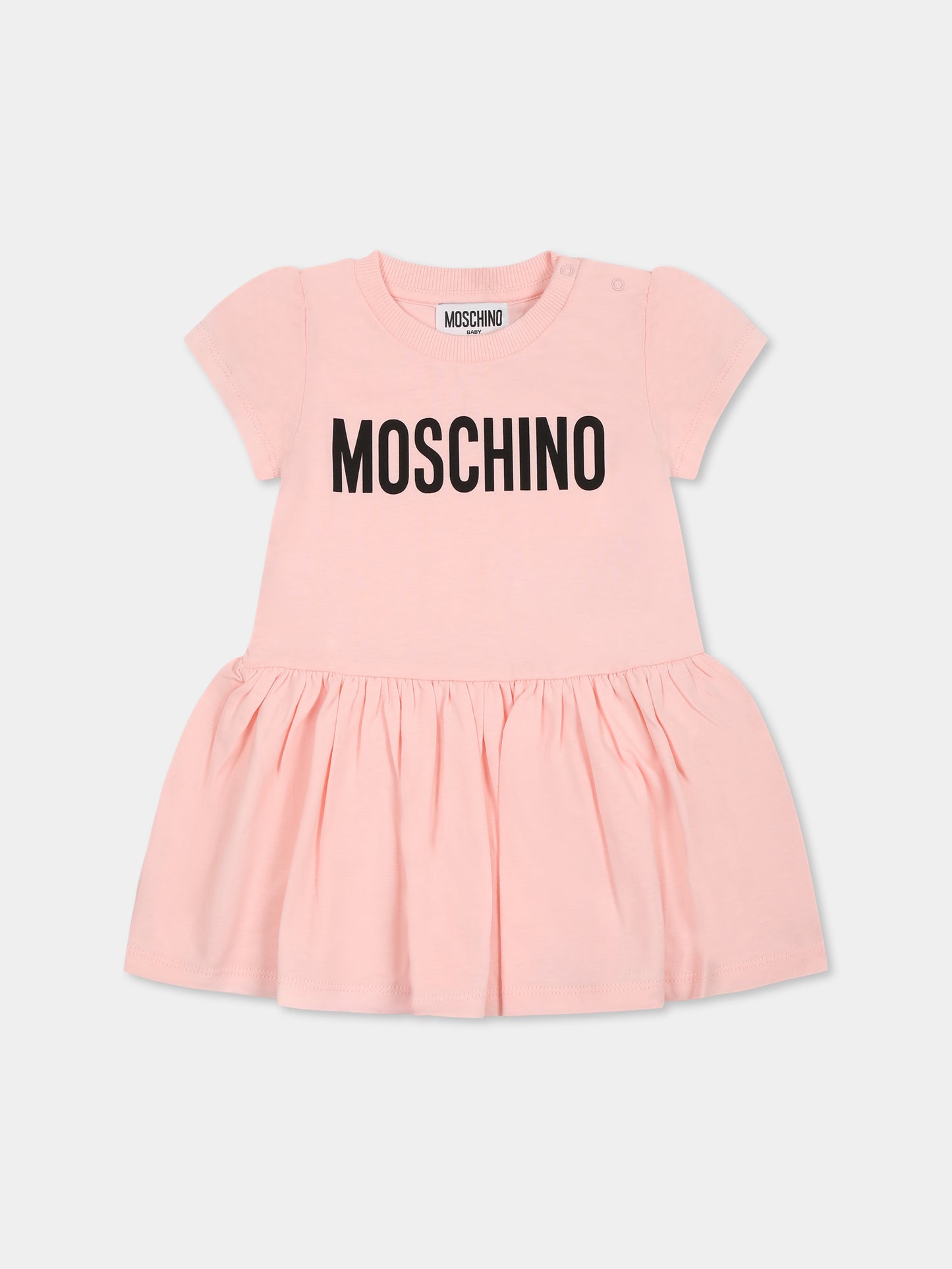 Vestito rosa per neonata con logo,Moschino Kids,MDV0CJ LAA02 50209