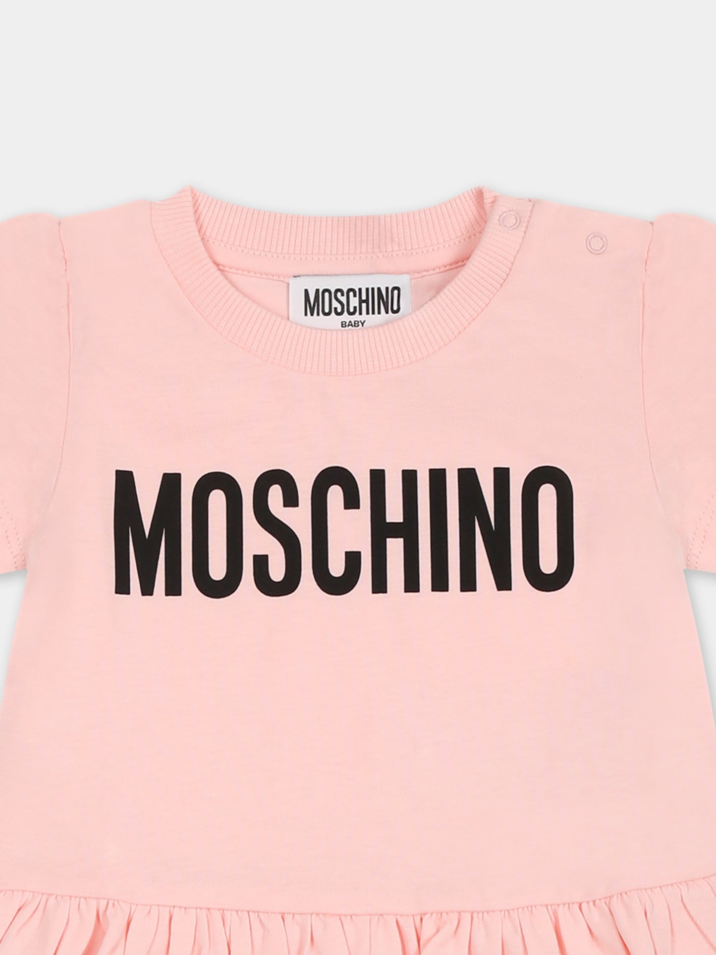Vestito rosa per neonata con logo,Moschino Kids,MDV0CJ LAA02 50209