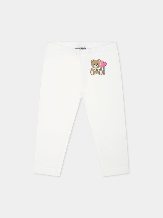 Legging ivoire pour bébé fille avec Teddy Bear