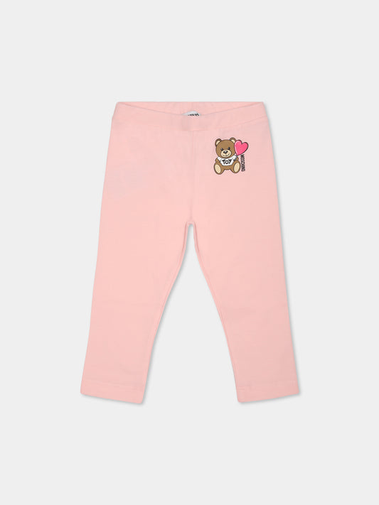 Legging rose pour bébé fille avec Teddy Bear