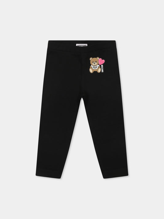 Legging noir pour bébé fille avec Teddy Bear