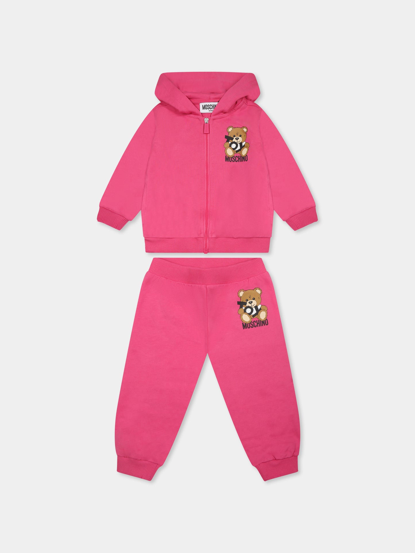 Completo fucsia per neonata con Teddy Bear,Moschino Kids,MMK04R LCA19 50533