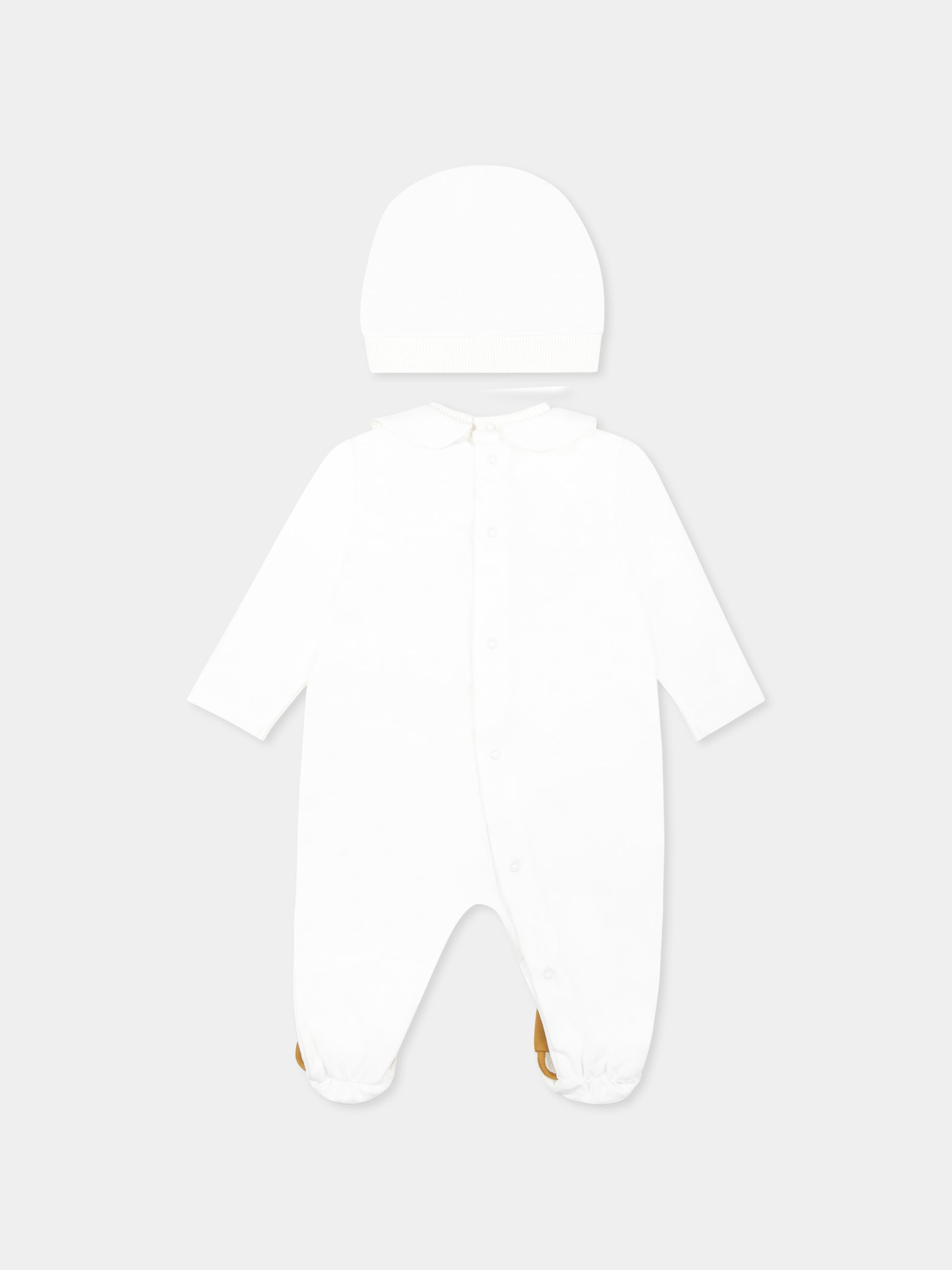 Set tutina avorio per neonati con Teddy Bear e arcobaleno,Moschino Kids,MMY065 LCA19 10063