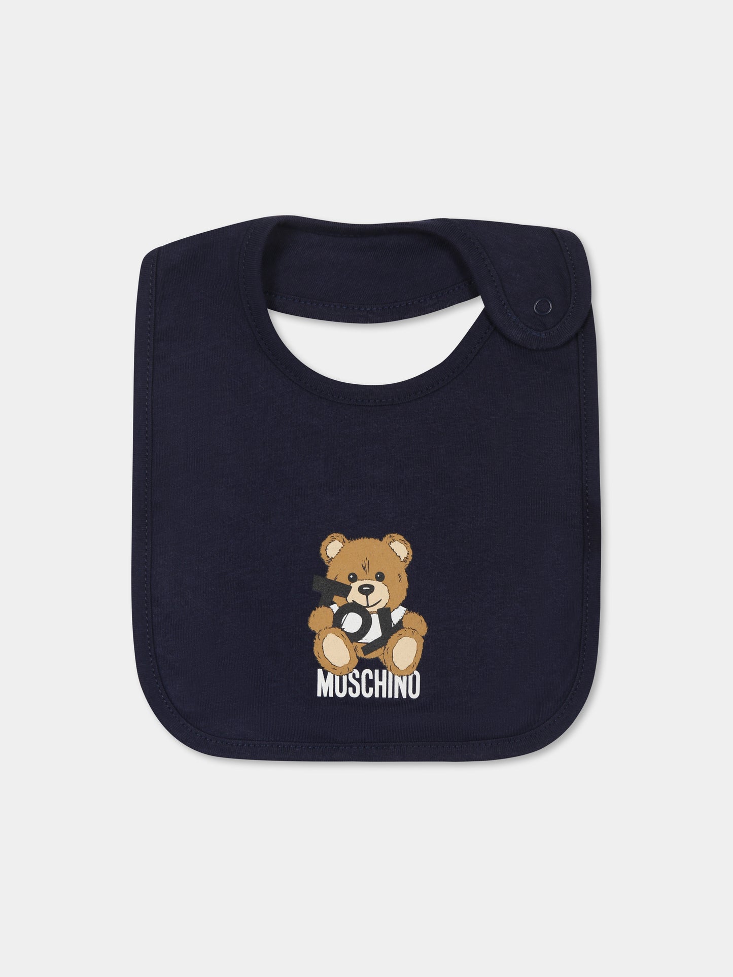 Set blu per neonato con Teddy Bear e logo,Moschino Kids,MNY04G LCA19 40016