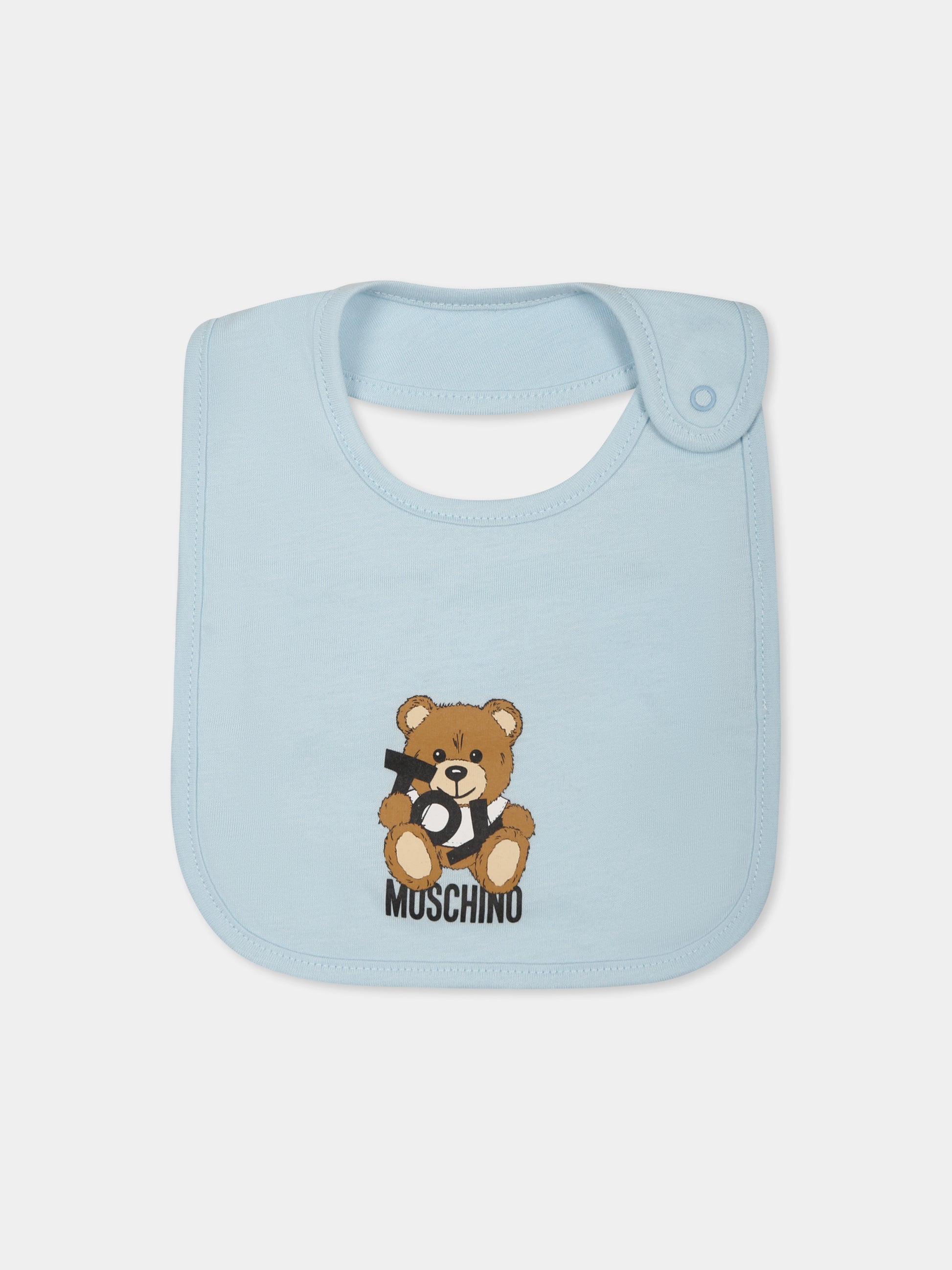 Set celeste per neonato con Teddy Bear e logo,Moschino Kids,MNY04G LCA19 40304