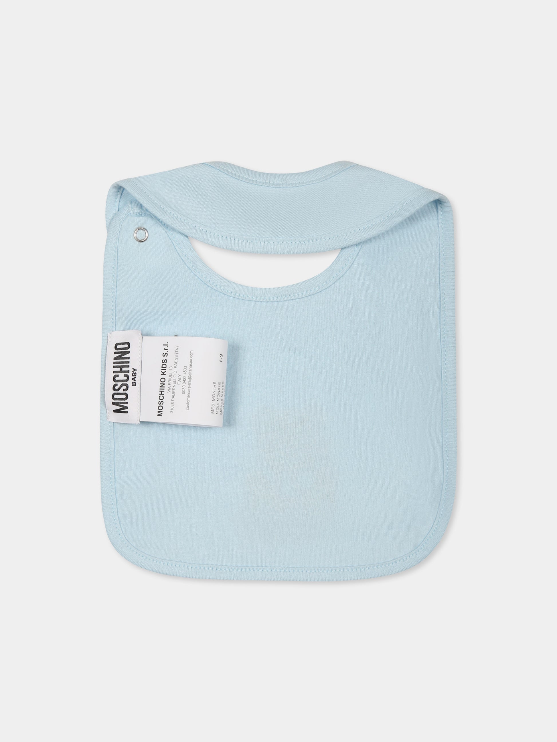 Set celeste per neonato con Teddy Bear e logo,Moschino Kids,MNY04G LCA19 40304