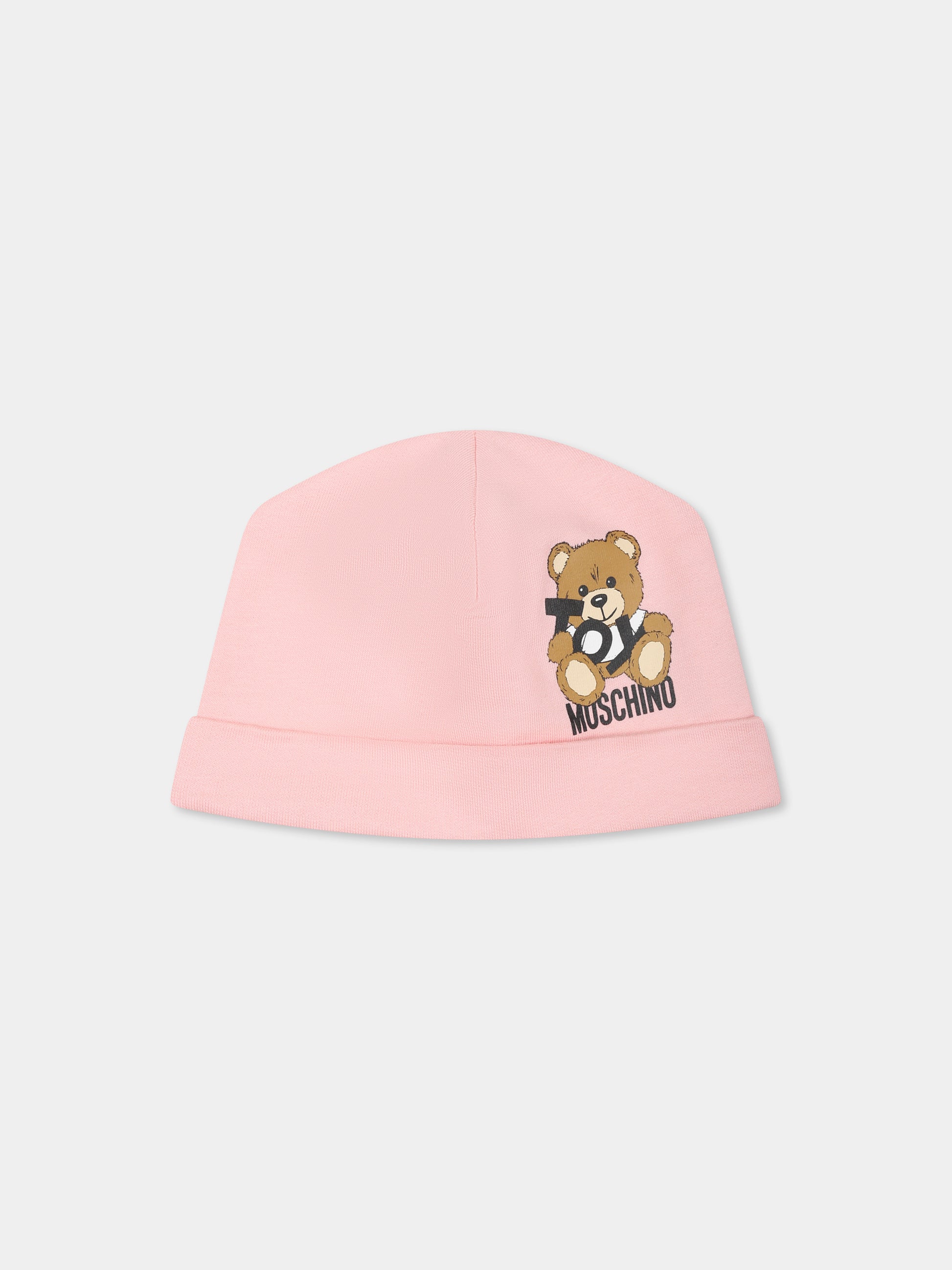 Set rosa per neonata con Teddy Bear e logo,Moschino Kids,MNY04G LCA19 50209