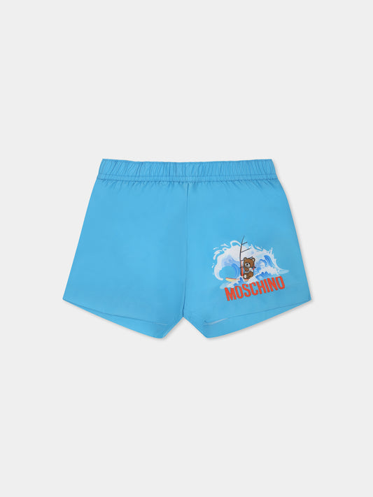 Short de bain bleu clair pour bébé garçon avec Teddy Bear