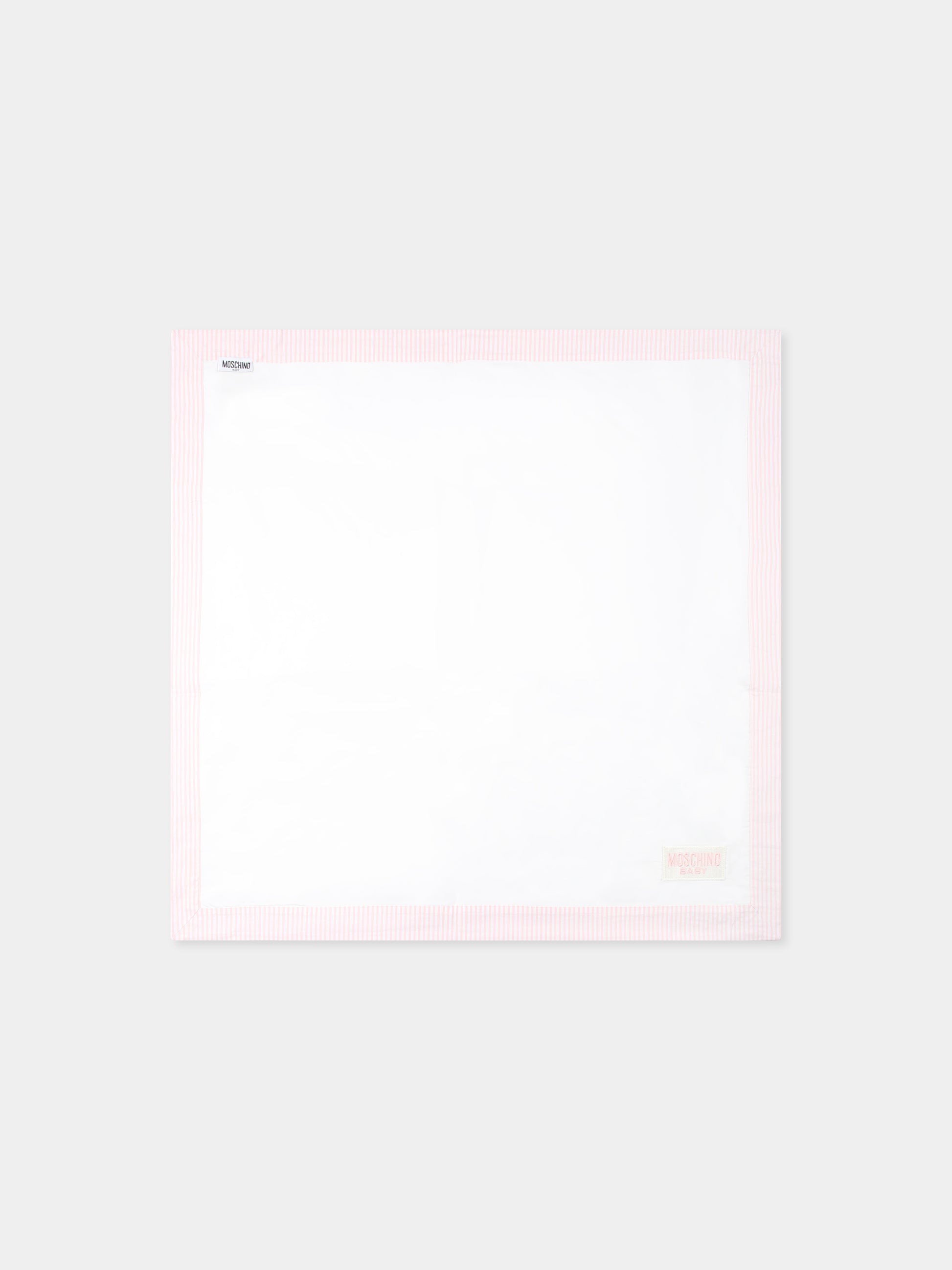 Coperta bianca per neonata con Teddy Bear e logo,Moschino Kids,MUB00I LLA10 84324