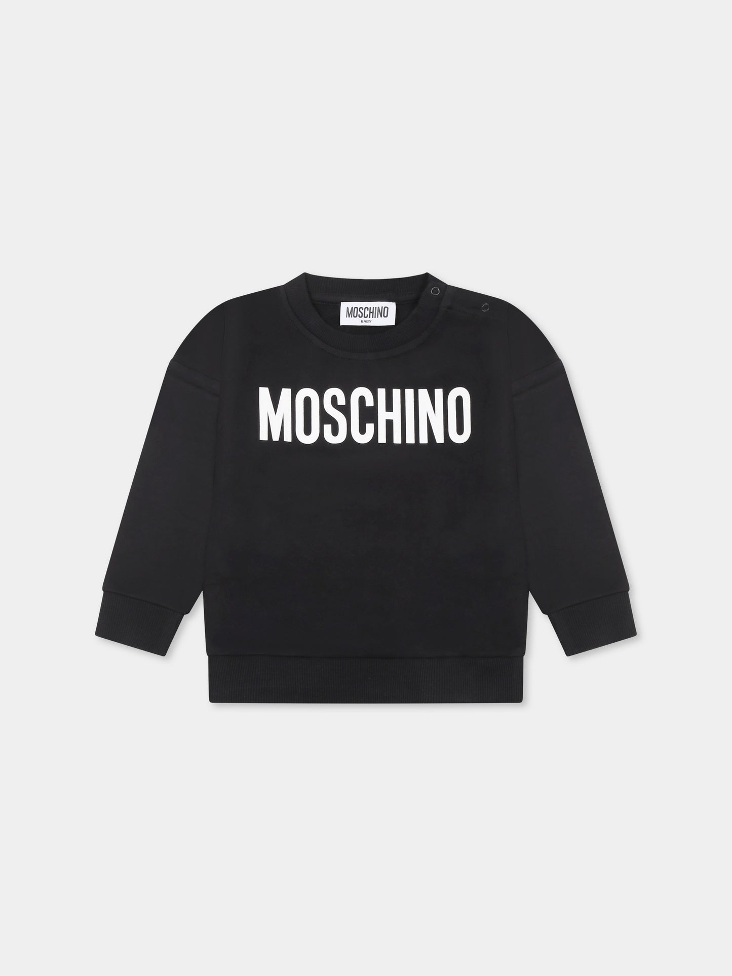 Felpa nera per neonati con logo,Moschino Kids,MUF05V LCA19 60100